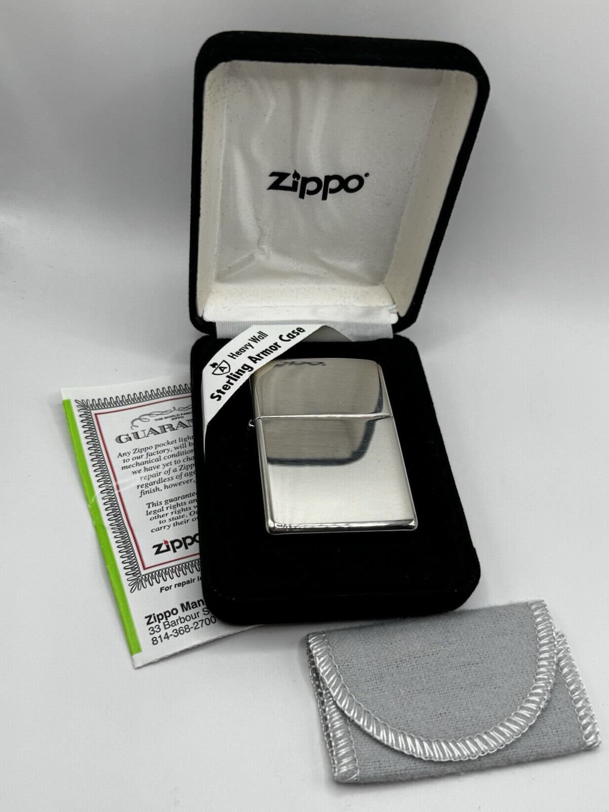 Armor Sterling Silver Zippo Lighter With High Polished Finish, # 26, New In Box