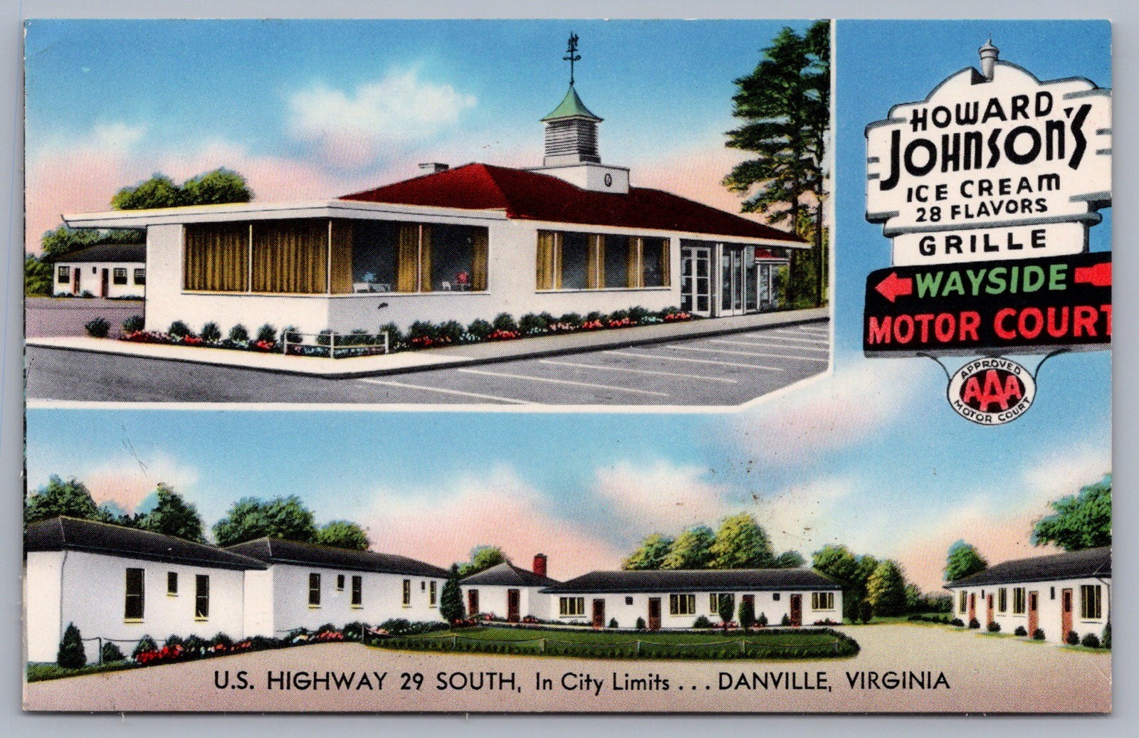 Howard Johnson’s U.S. Highway 29 South Danville VA Virginia Postcard L12