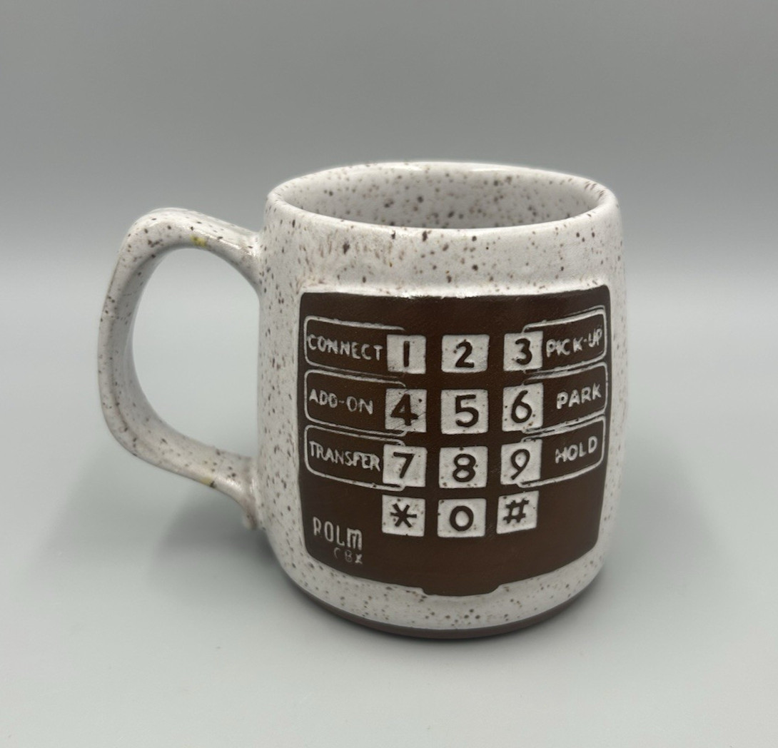 ROLM Computer CBX Push Phone Pottery Coffee Mug Cup Memorabilia 70s 80s Pre IBM