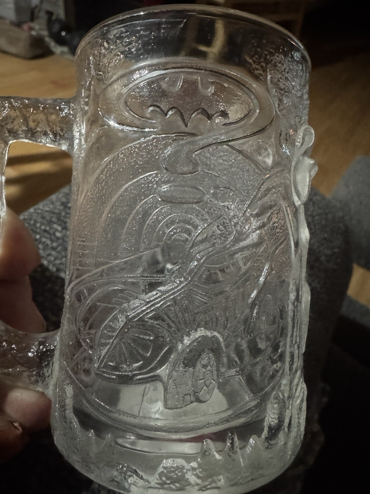 McDonalds Mug Batman Forever Series Robin 3D Stippled Promo Glass 1995 S25