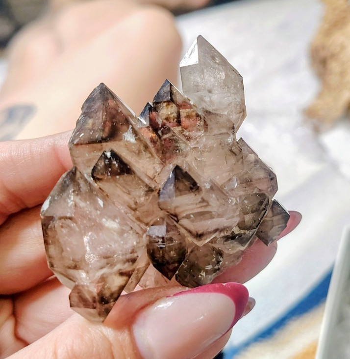 68.04g BG3 Smoky Quartz Cluster – Dark Phantom Elestial from Piauí, Braz