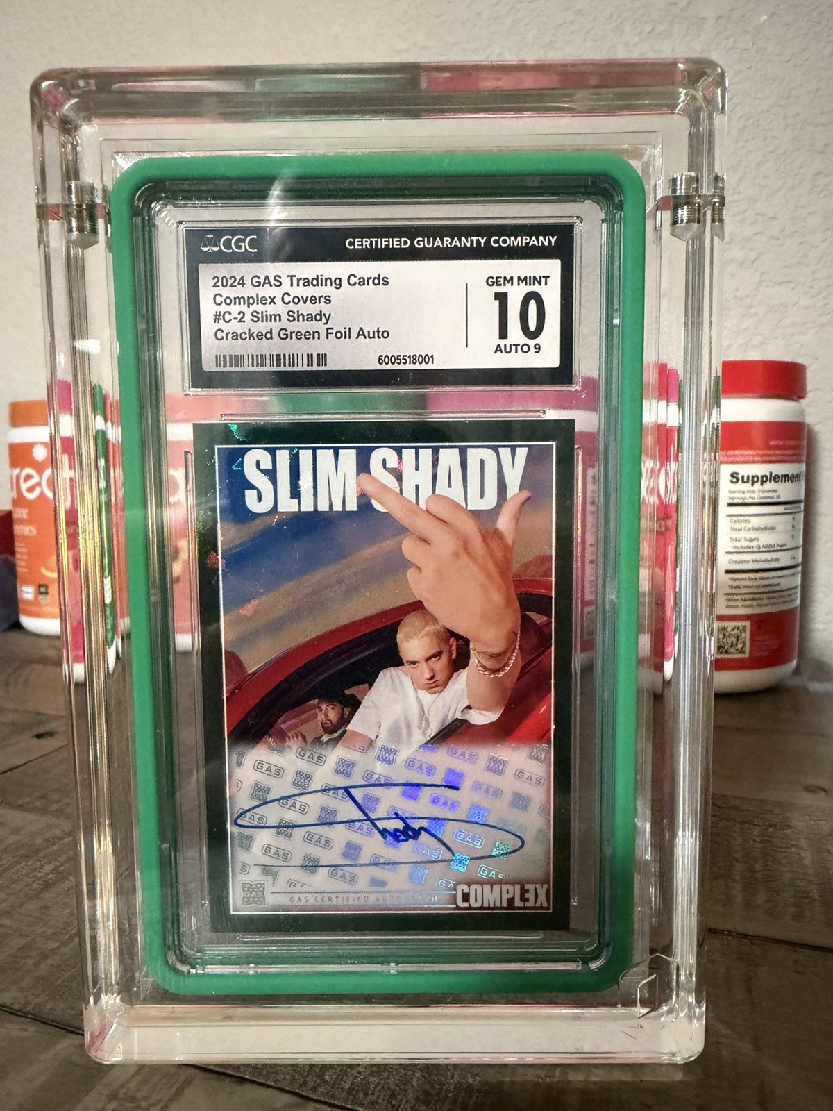 2024 GAS Complex Covers Slim Shady #C-2 Cracked Green Foil Auto CGC 10 2024 GAS Complex Covers Slim Shady #C-2 Cracked Green Foil Auto CGC 10