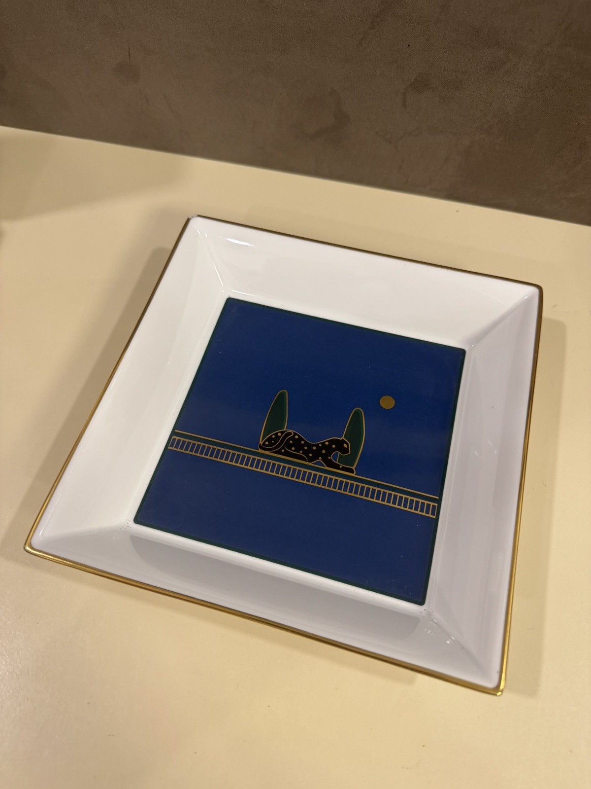 Cartier Diabolo Panthere Medium Porcelain Tray Ashtray Blue (read description)
