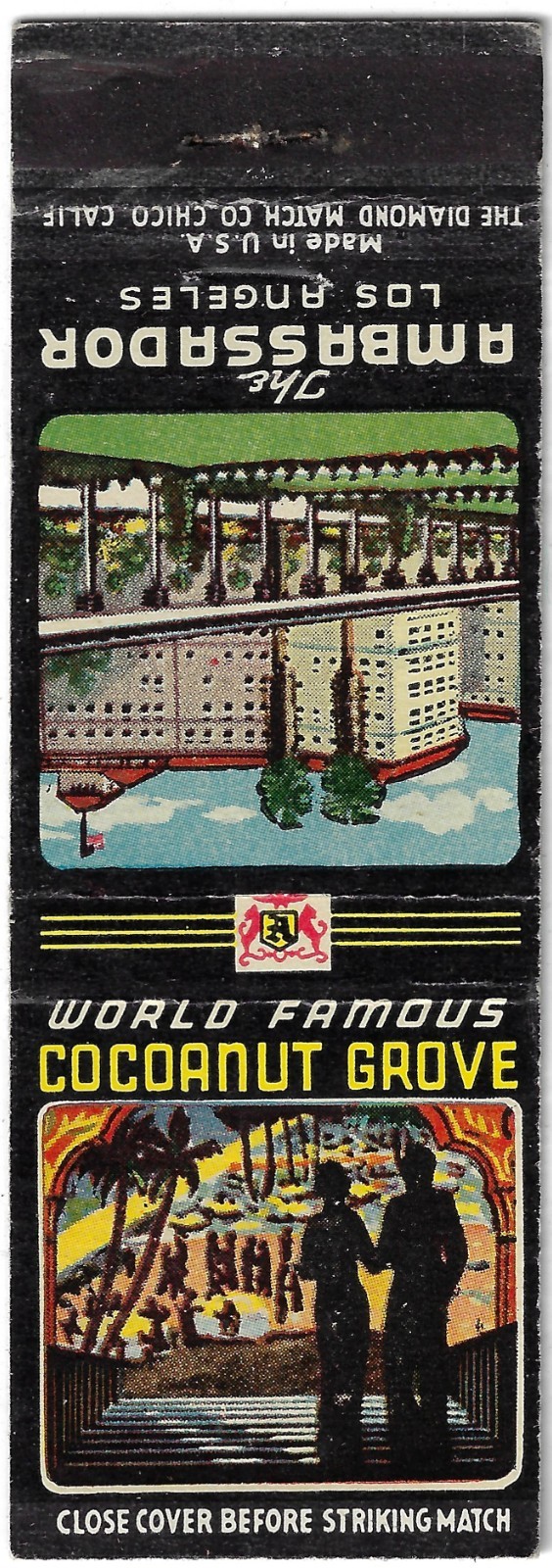 Matchbook Cover the Ambassador Los Angles World Famous Cocoanut Grove