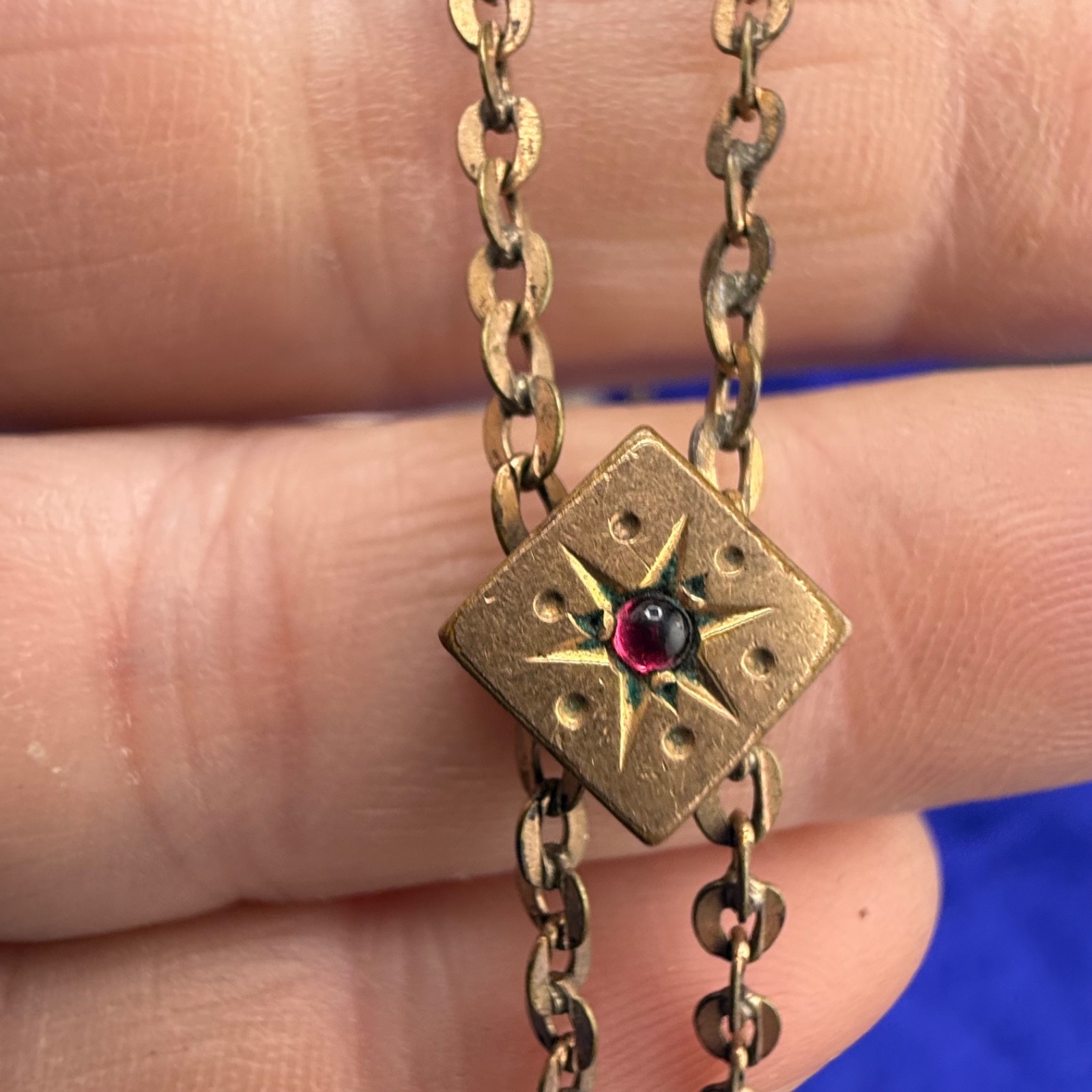 Vintage Gold Filled Watch Chain Fancy Slider  Signed  Lynn &Co 48”