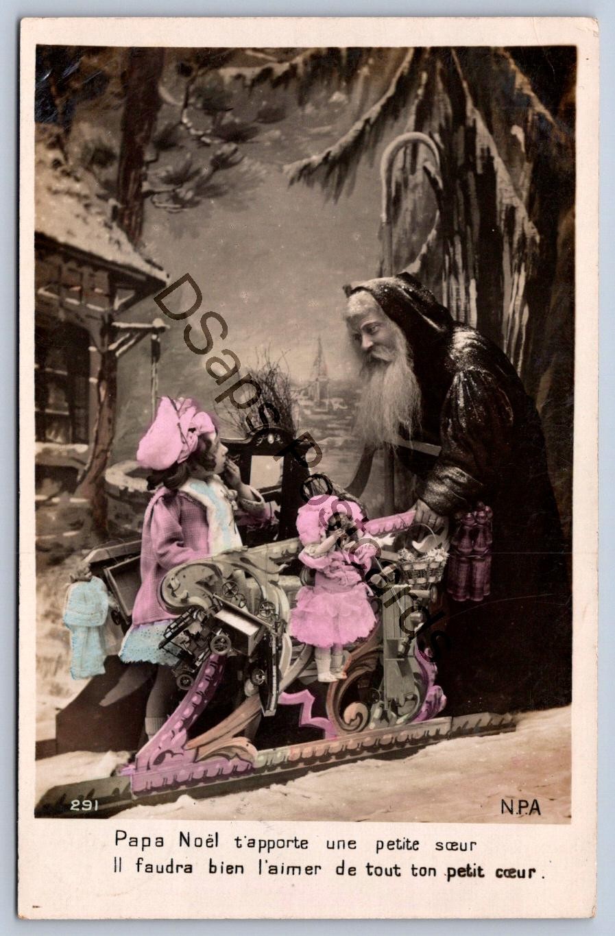 K55/ Interesting RPPC Postcard c1910 Santa Claus Christmas Kids Papa Noel 294