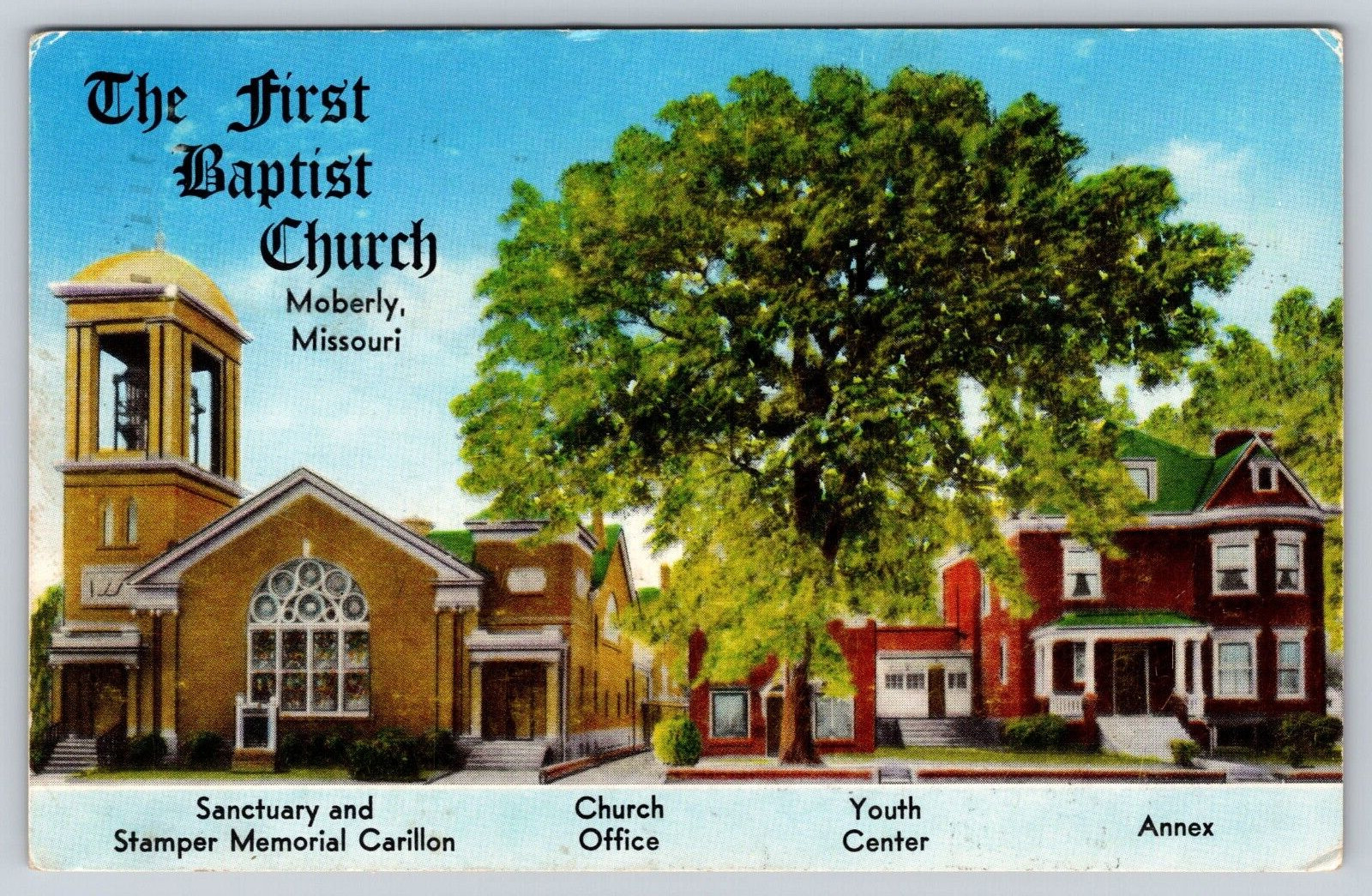Postcard  The First Baptist Church Moberly Missouri