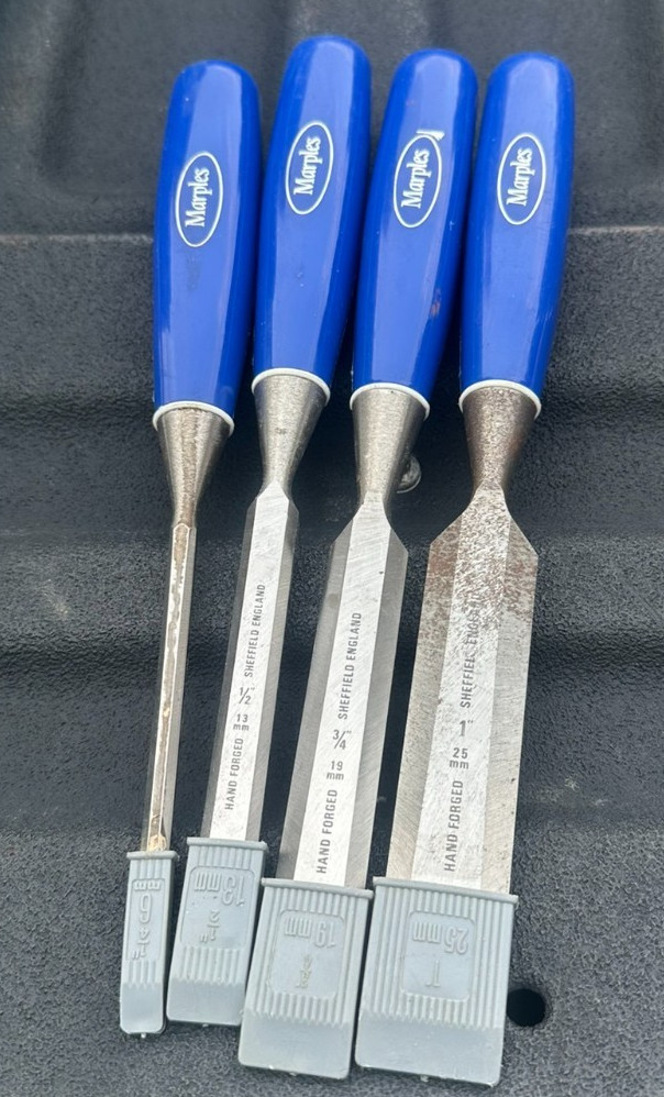 Marples Sheffield England Blue Chip Set of 4 Chisels early 90s