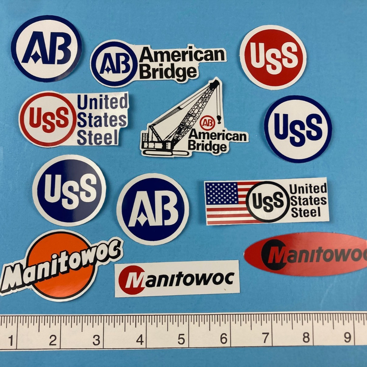 Hardhat Stickers American Bridge United States Steel AB USS Manitowoc Crane
