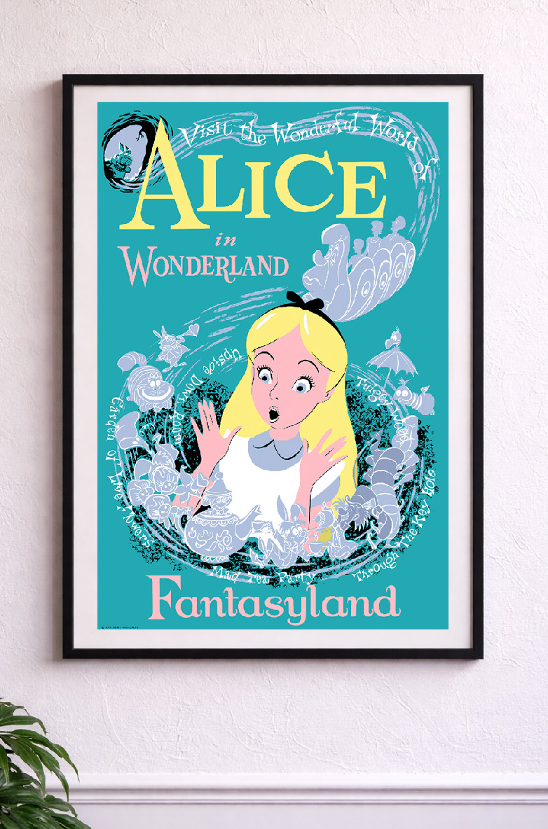 1956 Alice in Wonderland Disneyland FULL SIZE attraction poster 36x54 Like Silk