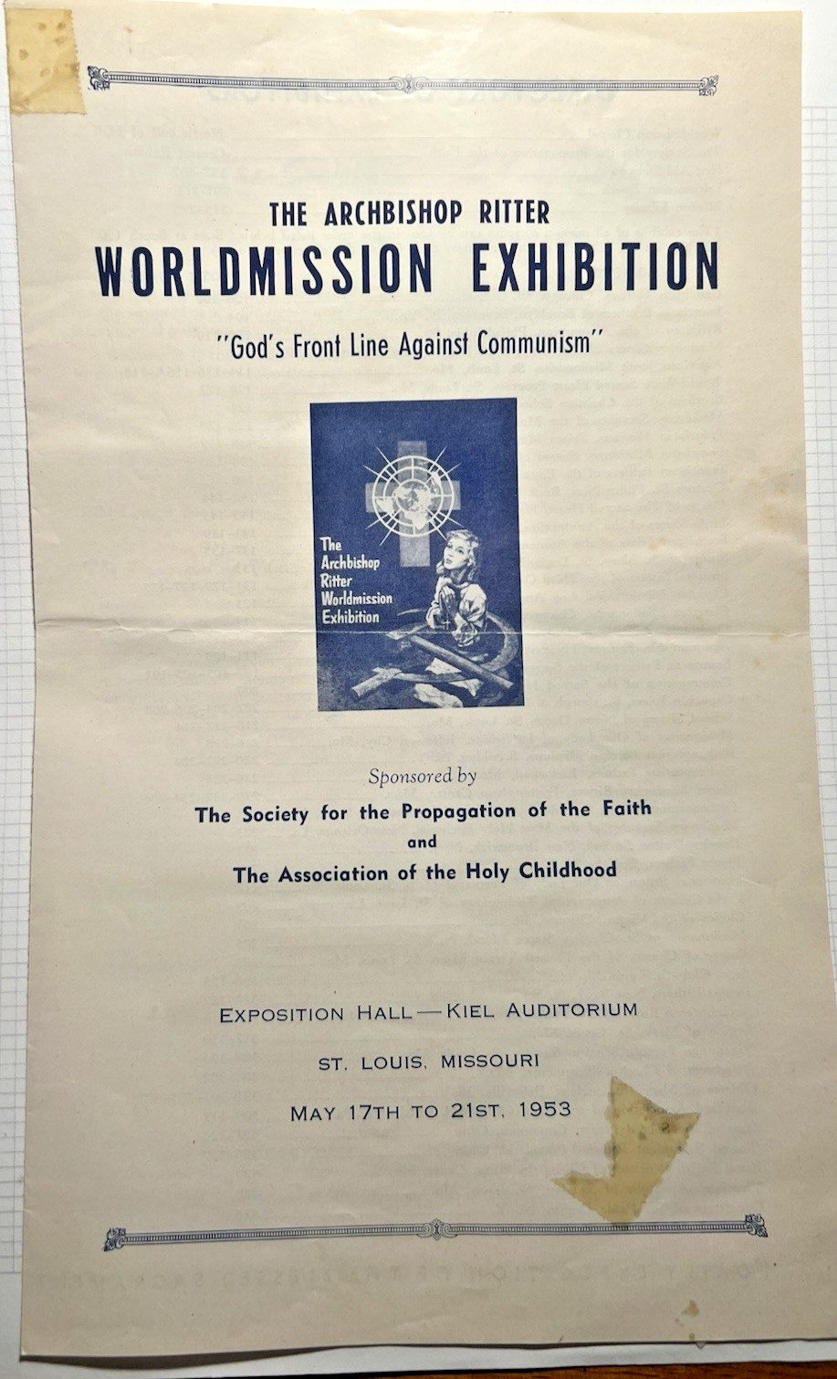St. Louis MO ARCHBISHOP RITTER 1953 WORLDMISSION EXHIBITION Anti-Communism 9E