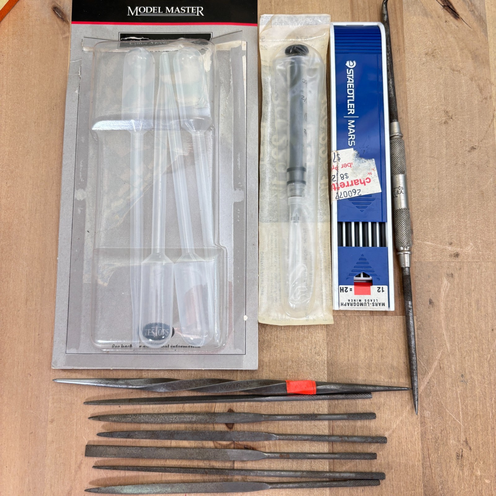 Lot of Model Maker\'s Tools and Files, Starrett, Dixon, Staedtler Leads, Others