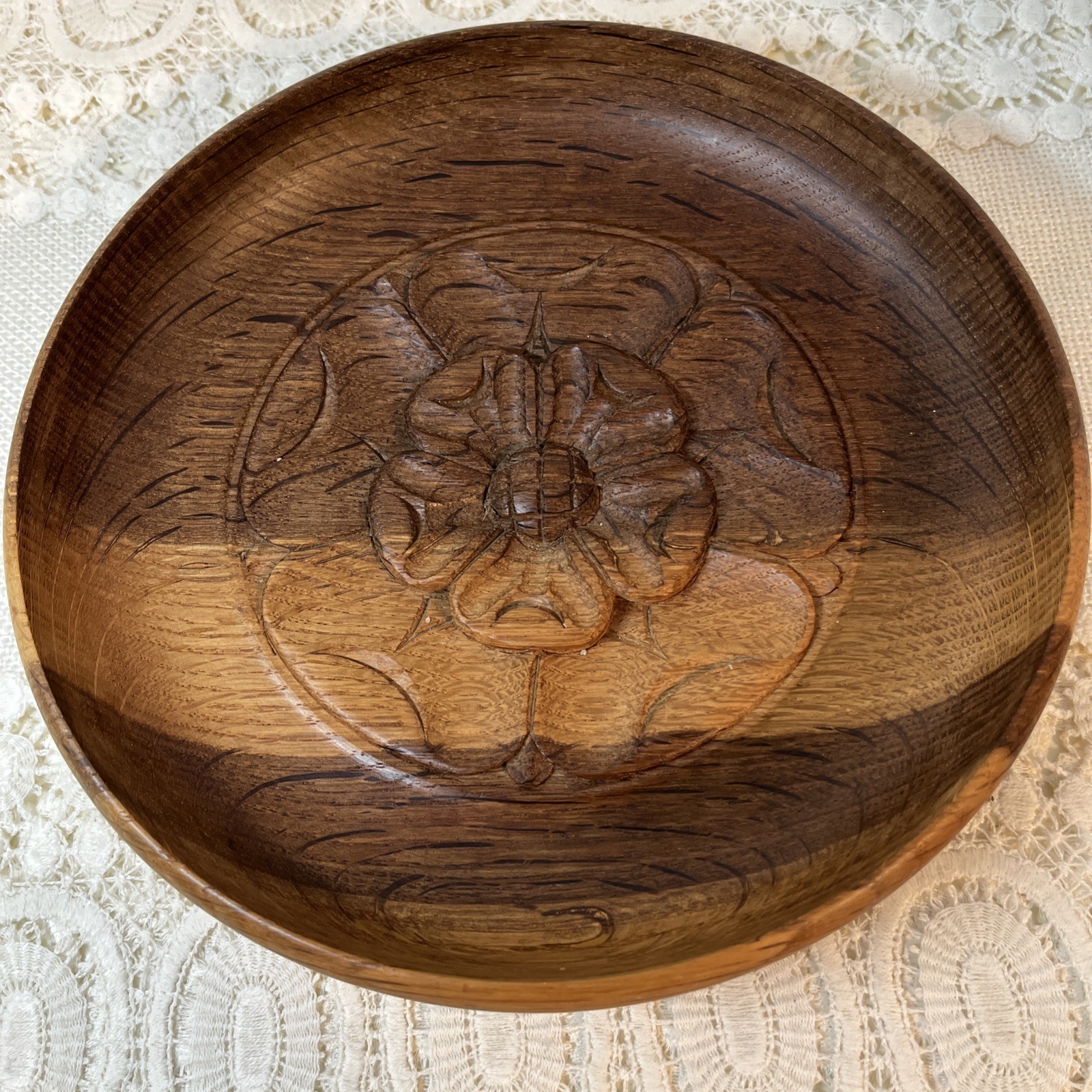 Peter R Pearson English Oak Hand Turned Fruit Bowl Yorkshire Rose