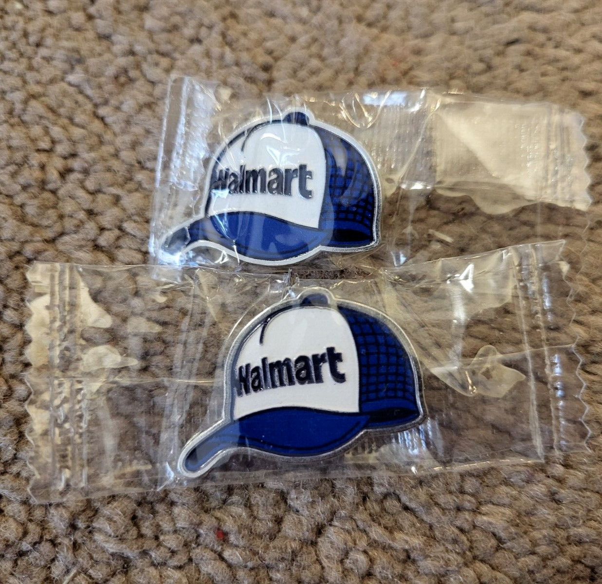 Lotof 2 Walmart Employee Hat Shaped Pin Customer Service Lapel Blue White NEW