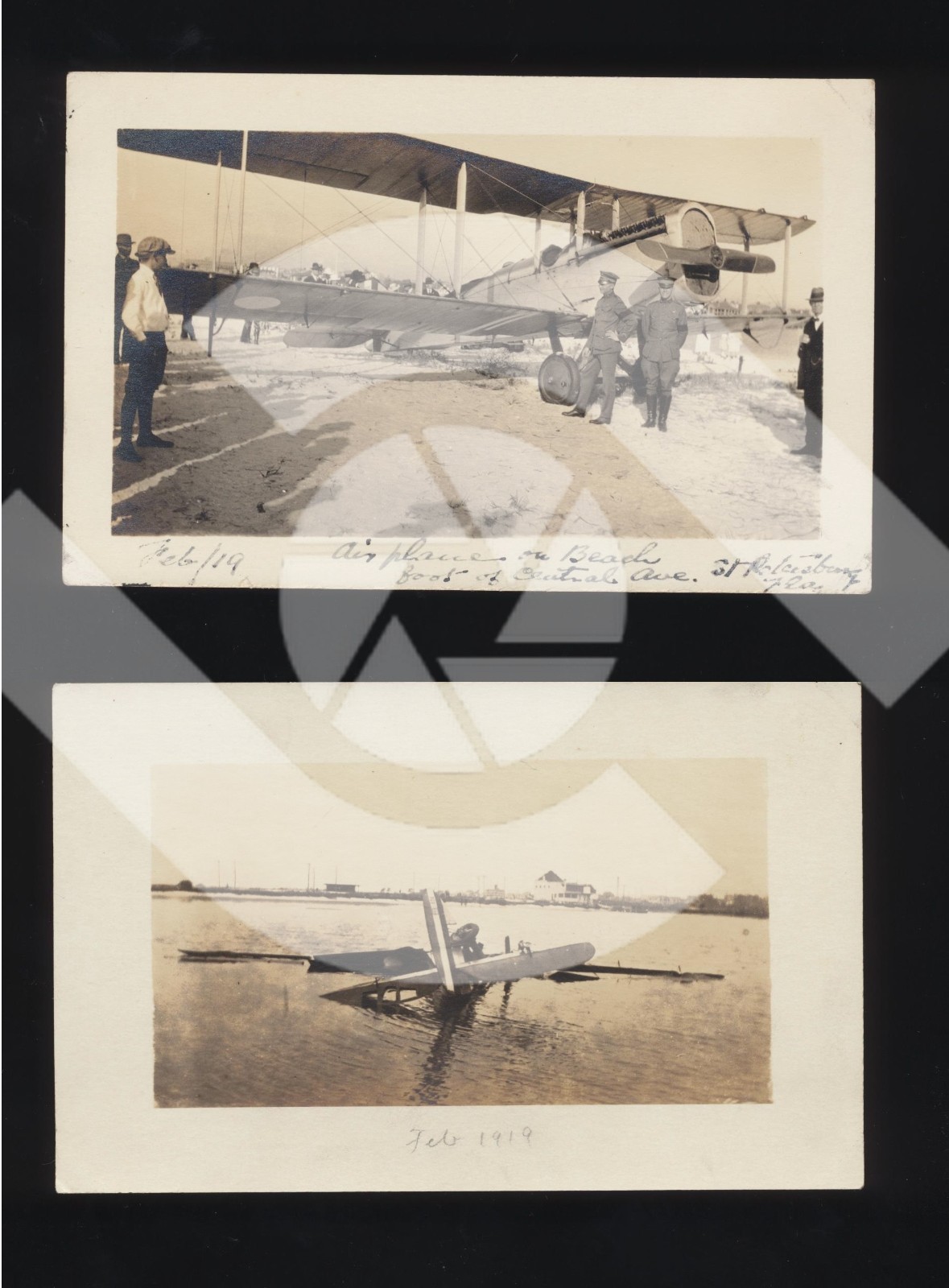 1919 RPPC  Air Plane Post Cards x2 Rare St Petersburg Beach Florida Vintage