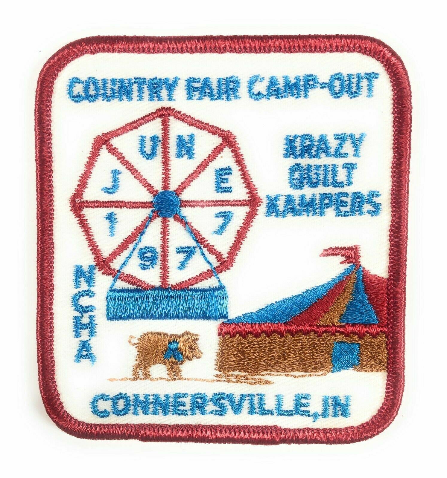 Vintage Patch 1977 NCHA Country Fair Camp-Out Connersvile Indiana IN Sew-On [MD1 Vintage Patch 1977 NCHA Country Fair Camp-Out Connersvile Indiana IN Sew-On [MD1