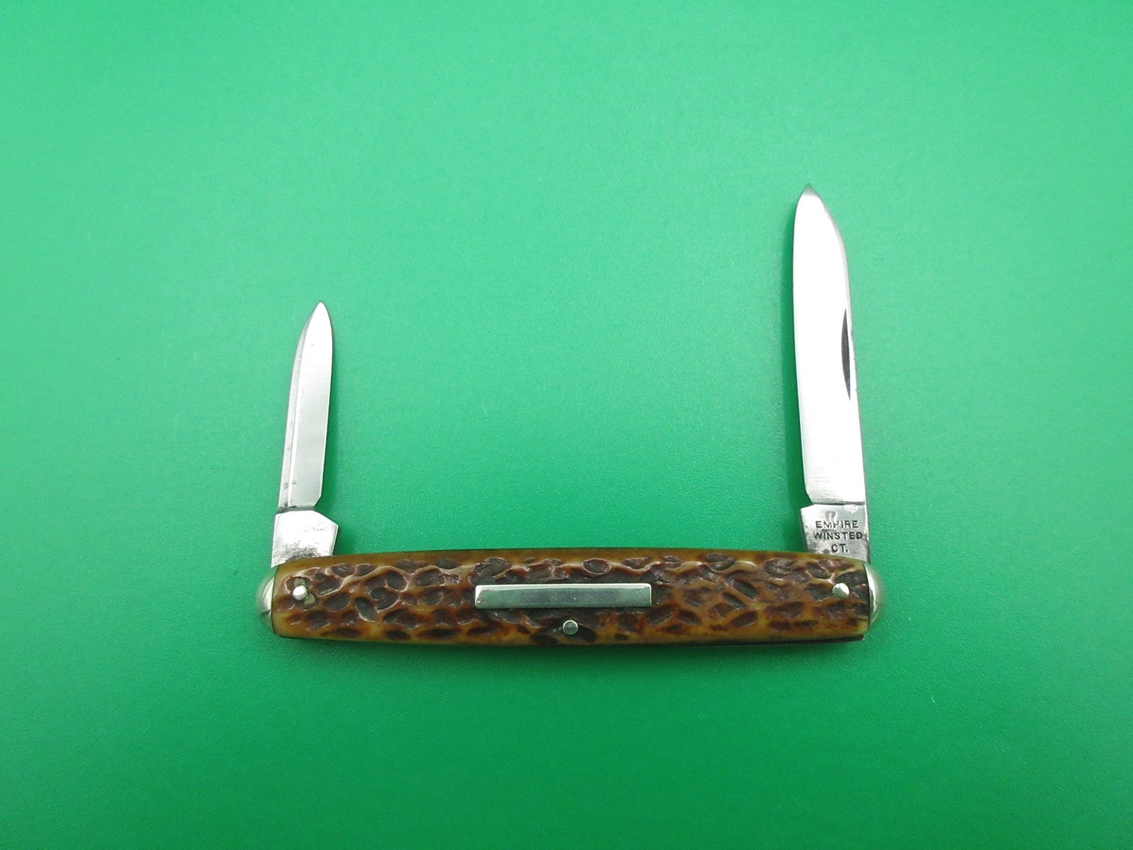 Vintage Empire Winsted CT 2 Blade Bone Folding Pocket Knife USA #272