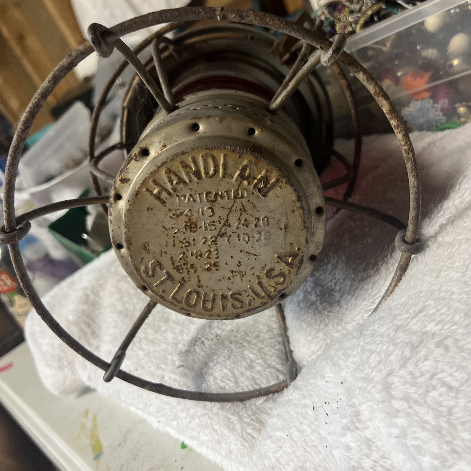 Vintage Handlan Railroad Lantern St. Louis USA Red Globe