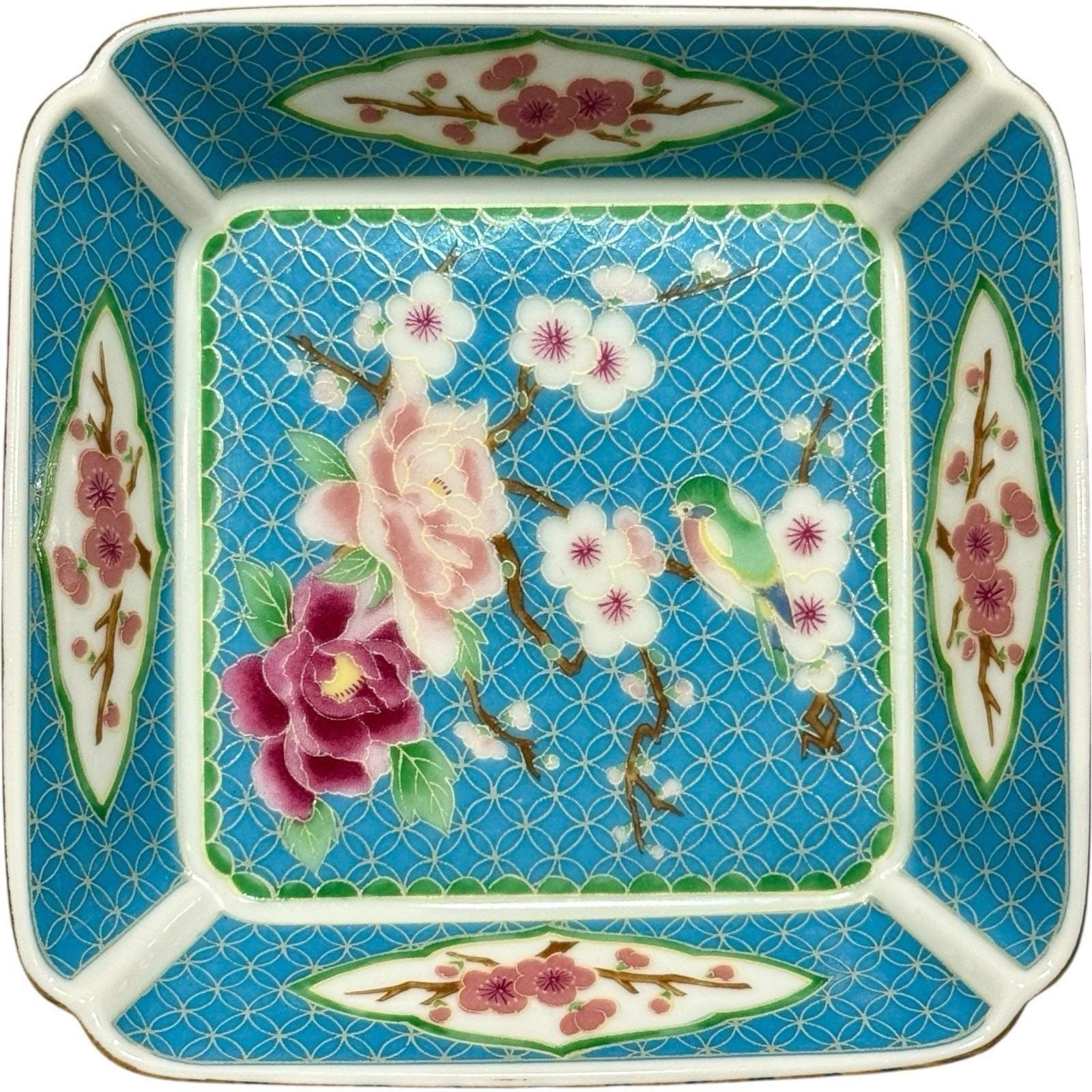 Takahashi Vintage 80s San Francisco Cherry Blossom Porcelain Hand Painted Dish