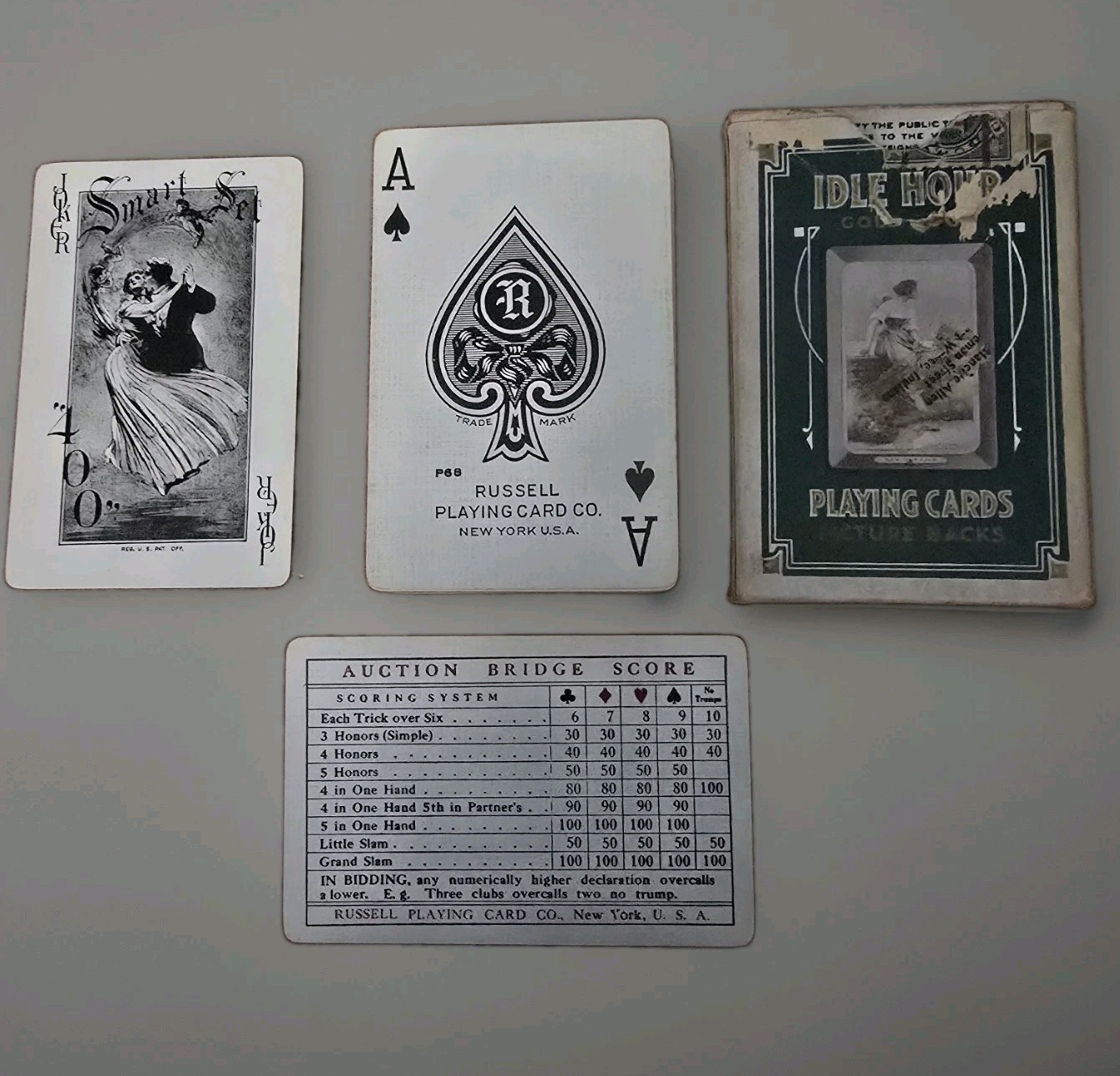 Russell Playing Card Co \'Idle Hour\'  Narrow Size Picture Back \'Day Dreams\' 52+J+