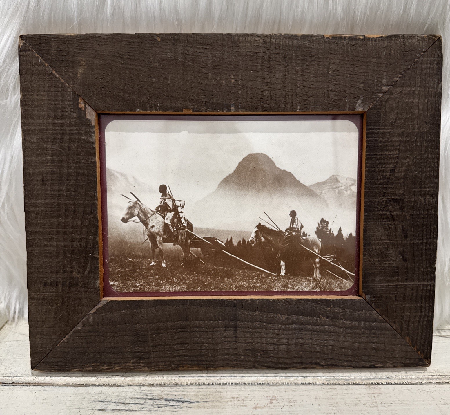 ROLAND W. REED Waiting For The Hunters Blackfoot Indians Photo–Barnwood 8.5x10.5