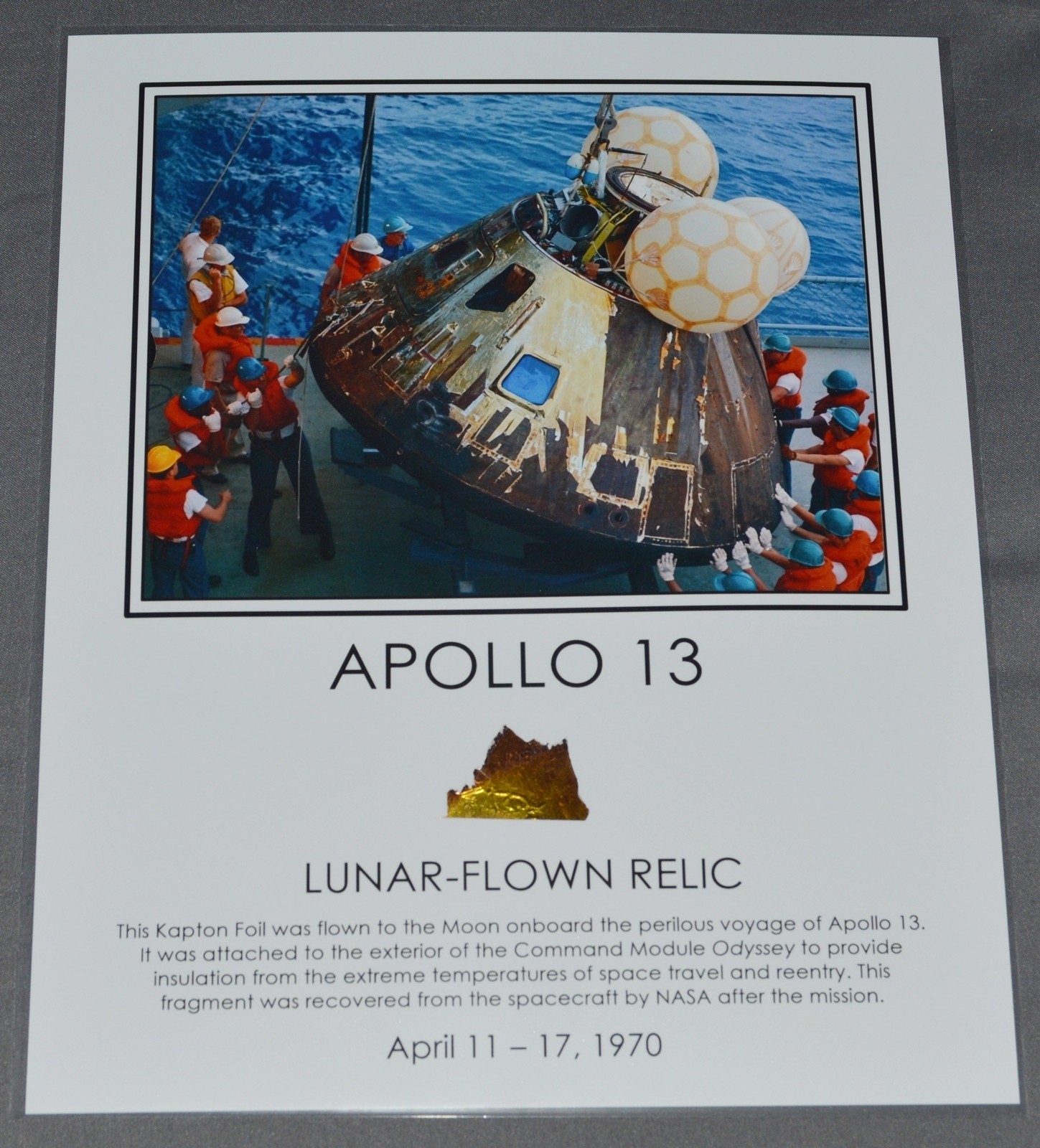 Apollo 13 Space Lunar Flown Kapton Foil Artifact Relic Fragment NASA Moon