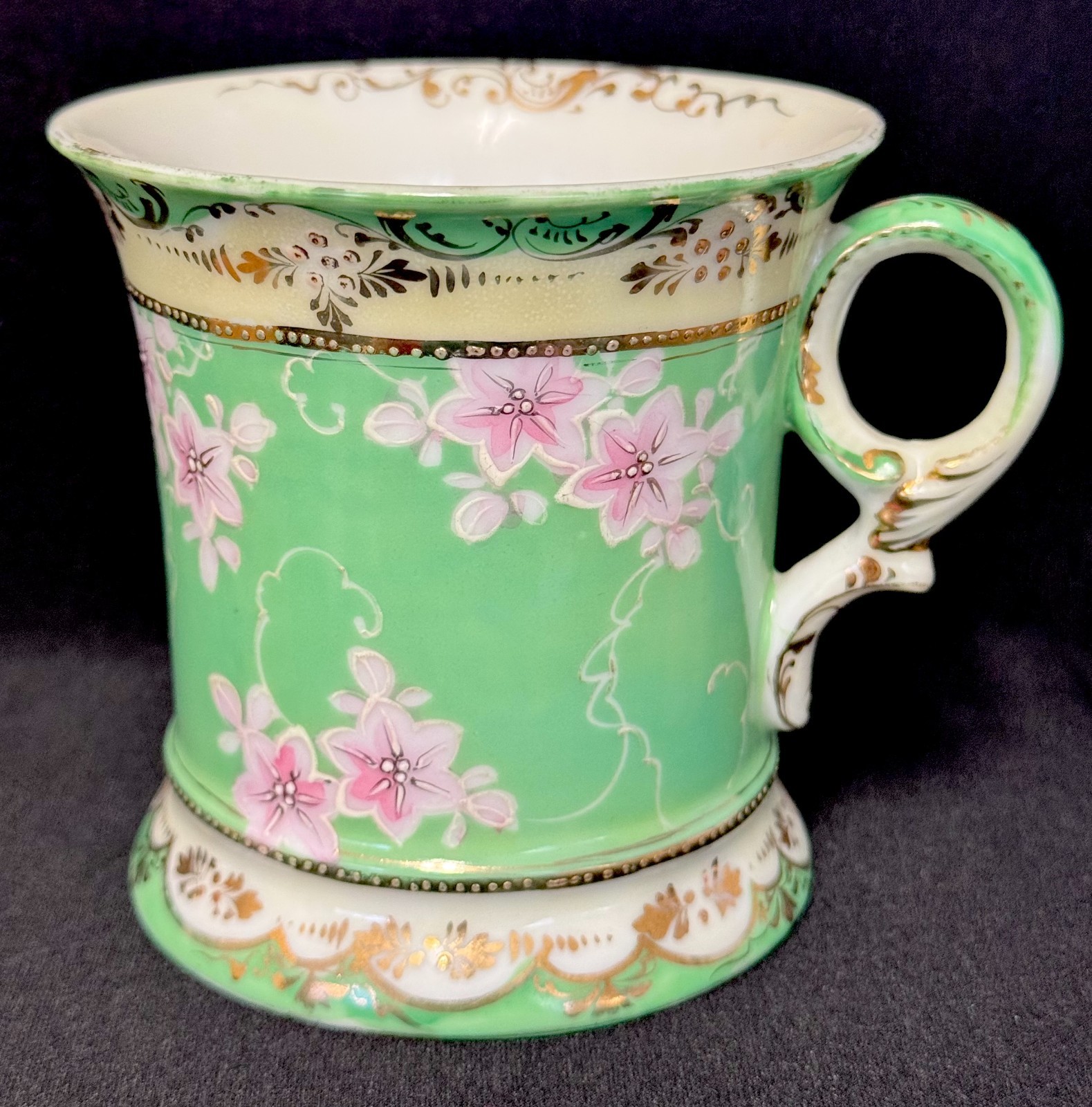 Vintage Shaving MUG Green Floral
