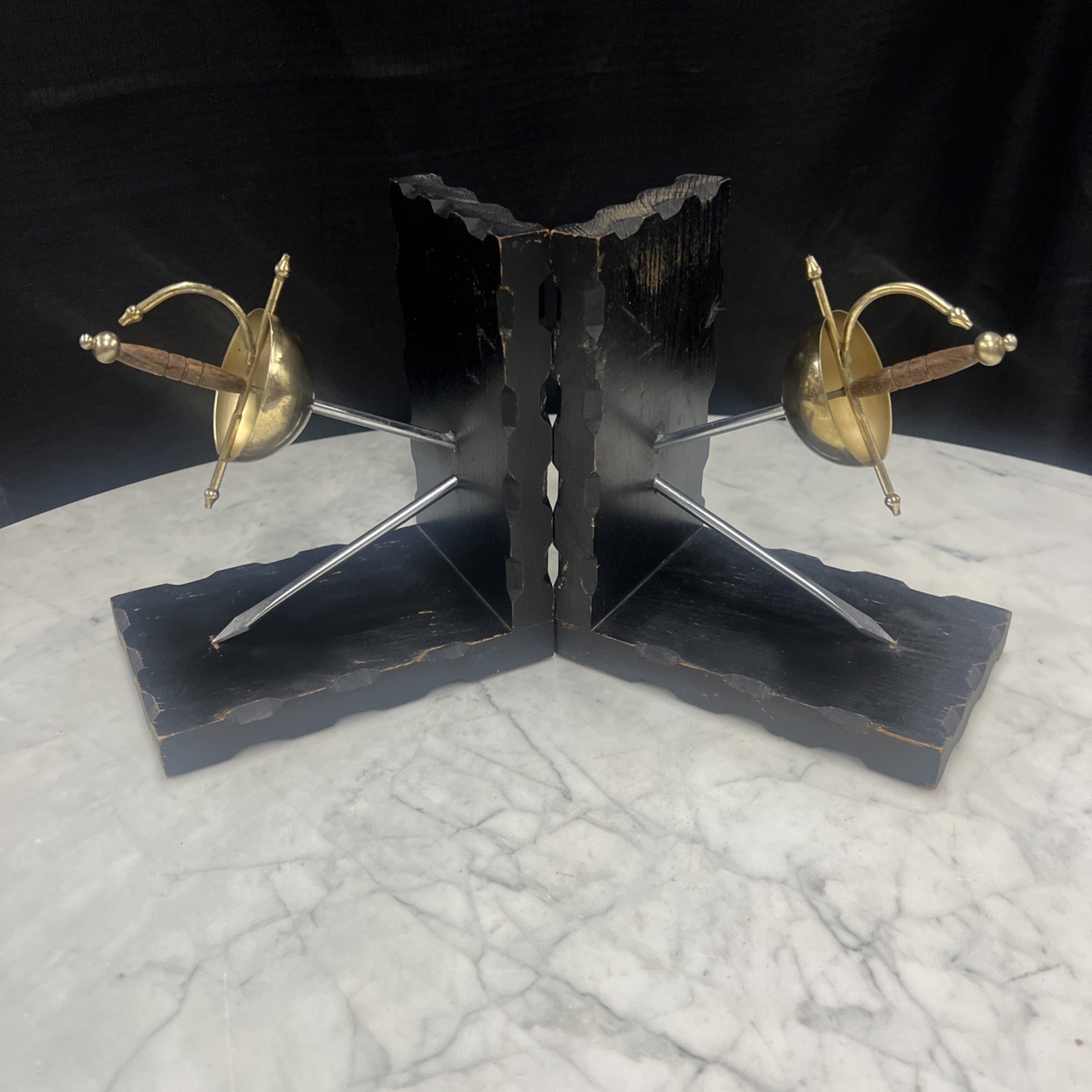 Vintage Mid Century 1970 Sword Bookends