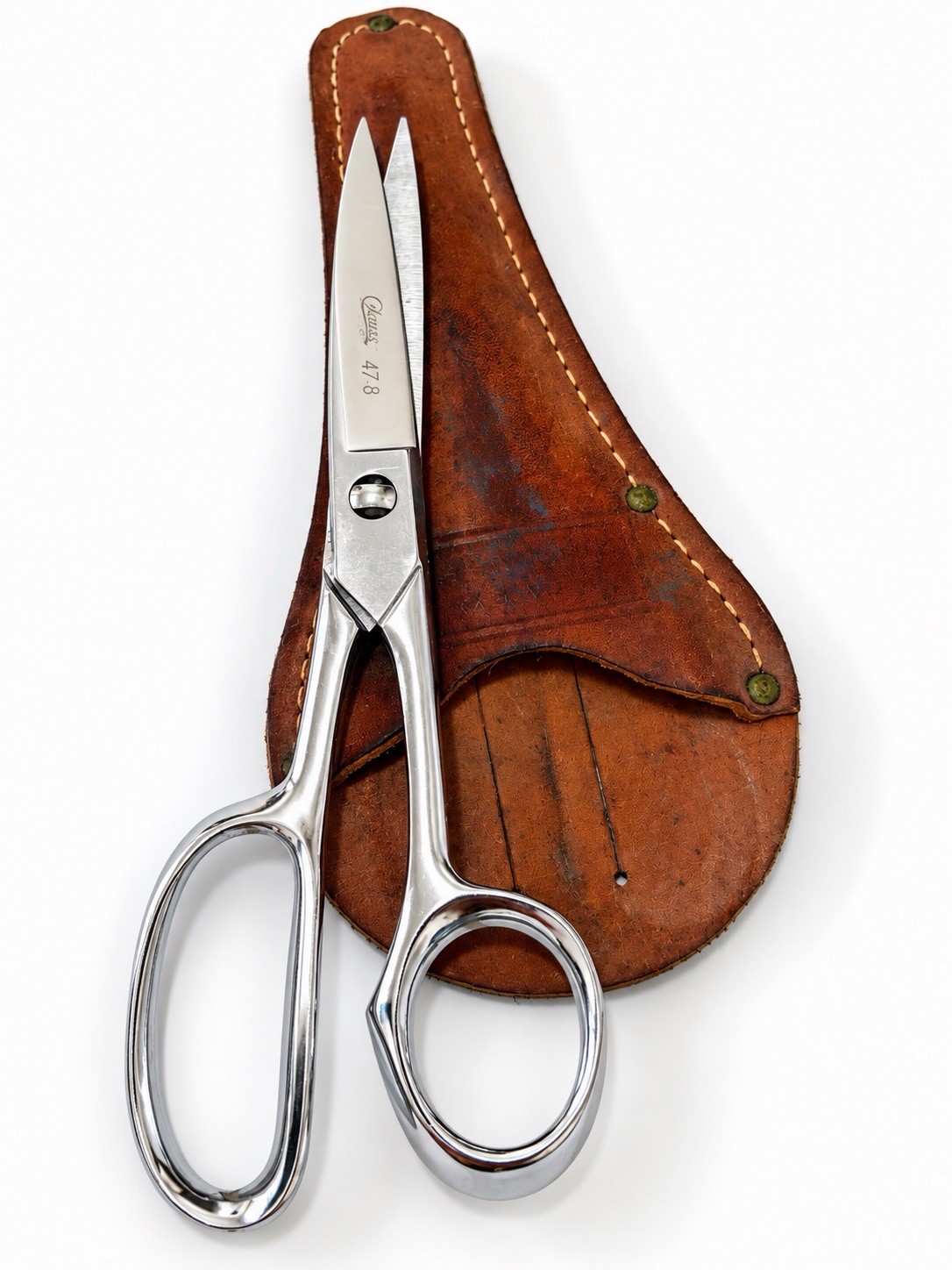 Vintage Case XX USA 47-8 8” Shears Scissors w/ Leather Sheath Sportsman