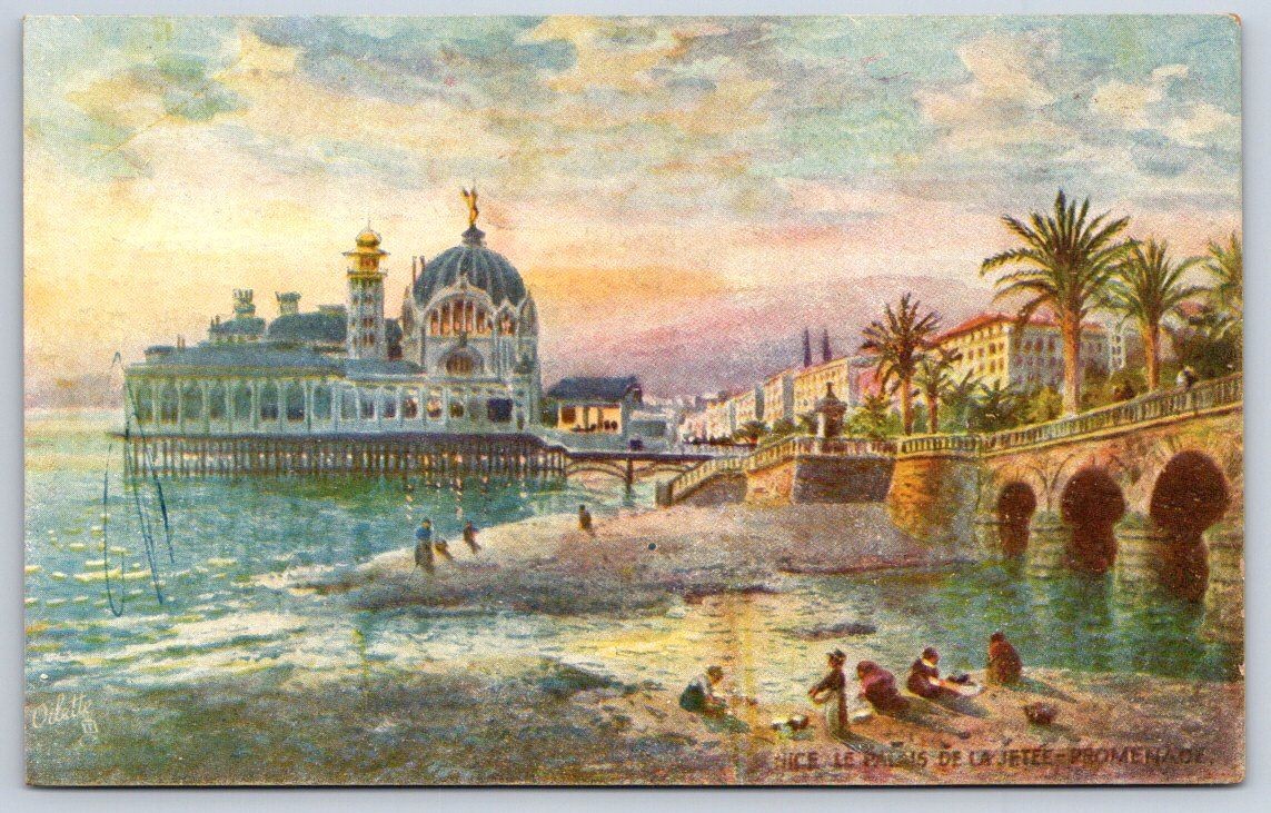 Antique France Postcard NICE le Palais de la JeteePromenade Oilette Antique France Postcard NICE le Palais de la JeteePromenade Oilette