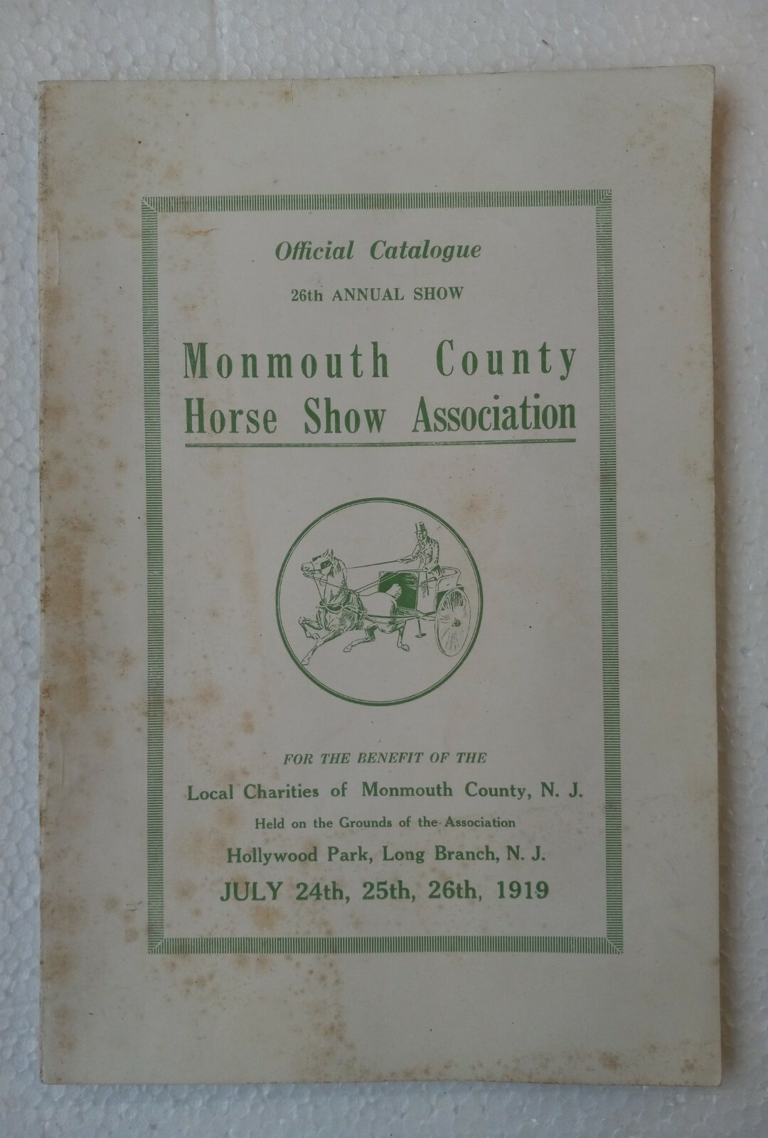 Vintage 1919 Monmouth County Horse Show Catalog Hollywood Park  Long Branch NJ 