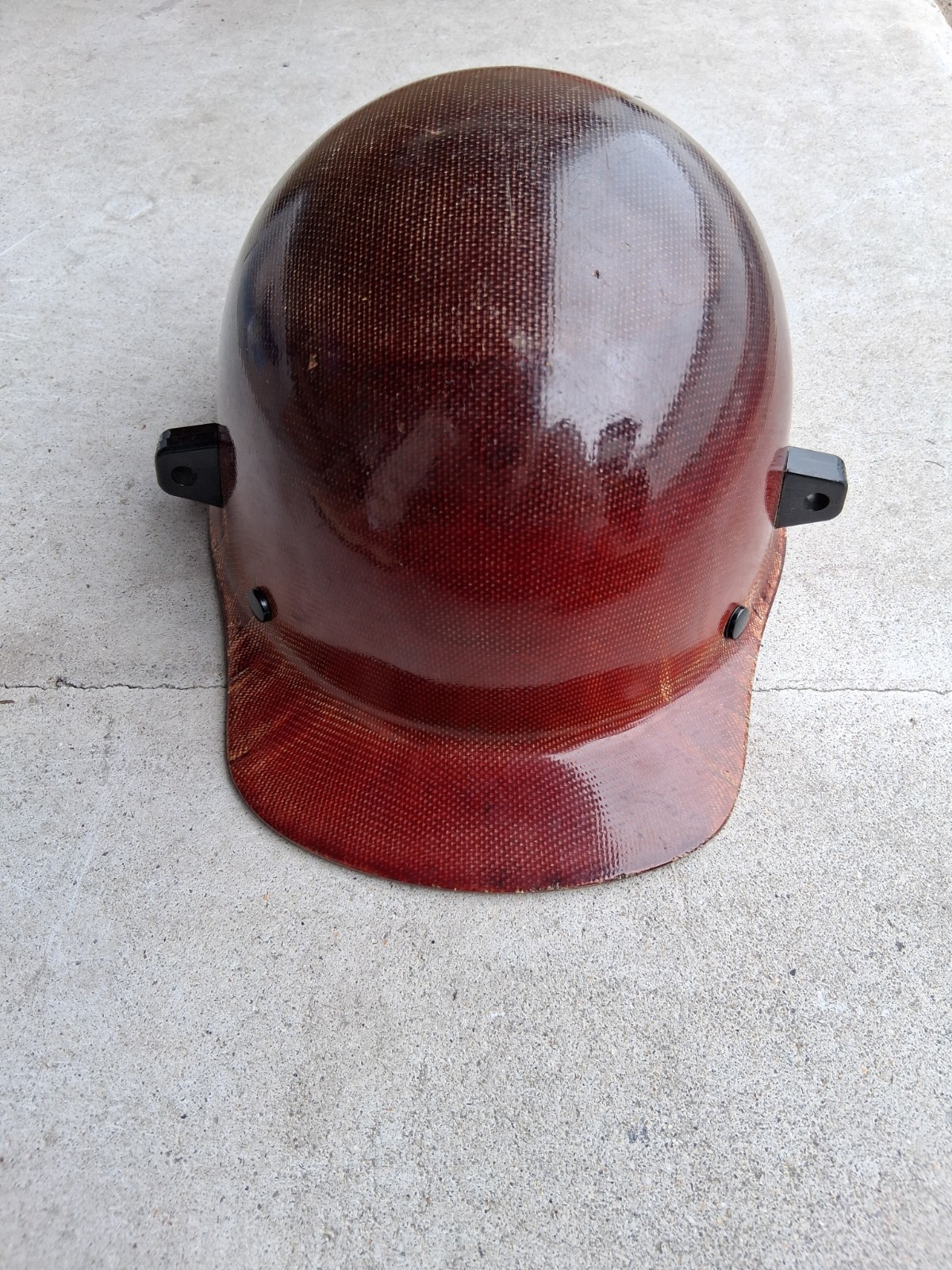 MSA L-11 Vintage Miners Helmet Hat Safety Helmet Size Medium Carbon Fiber Shell