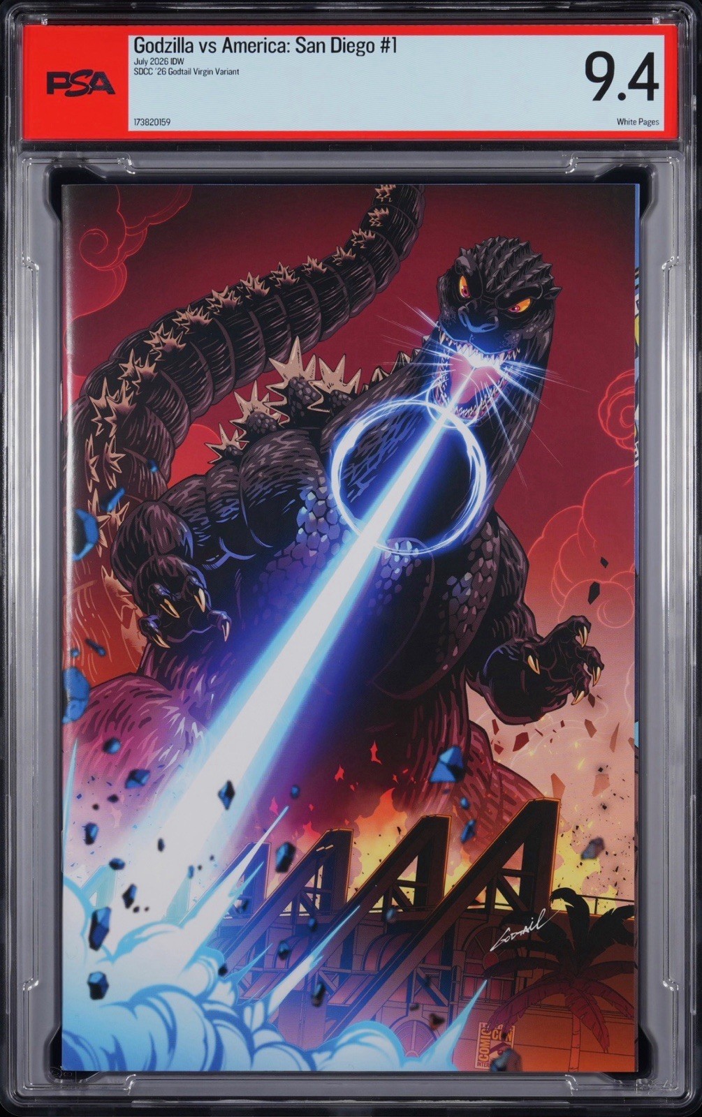 SDCC 2026 Godzilla vs America: San Diego Variant Cover by Godtail PSA 9.4 SDCC 2026 Godzilla vs America: San Diego Variant Cover by Godtail PSA 9.4
