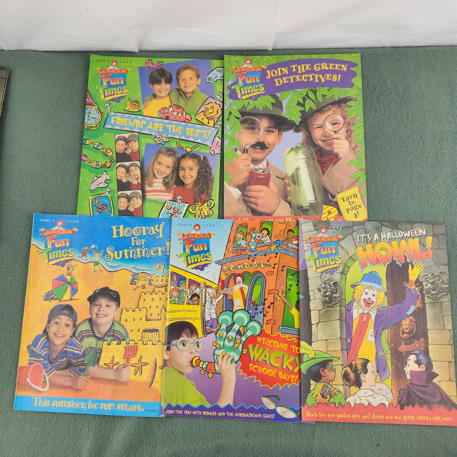 5 McDonalds Fun Times Magazine 1998 - Ronald Halloween Summer Back To School