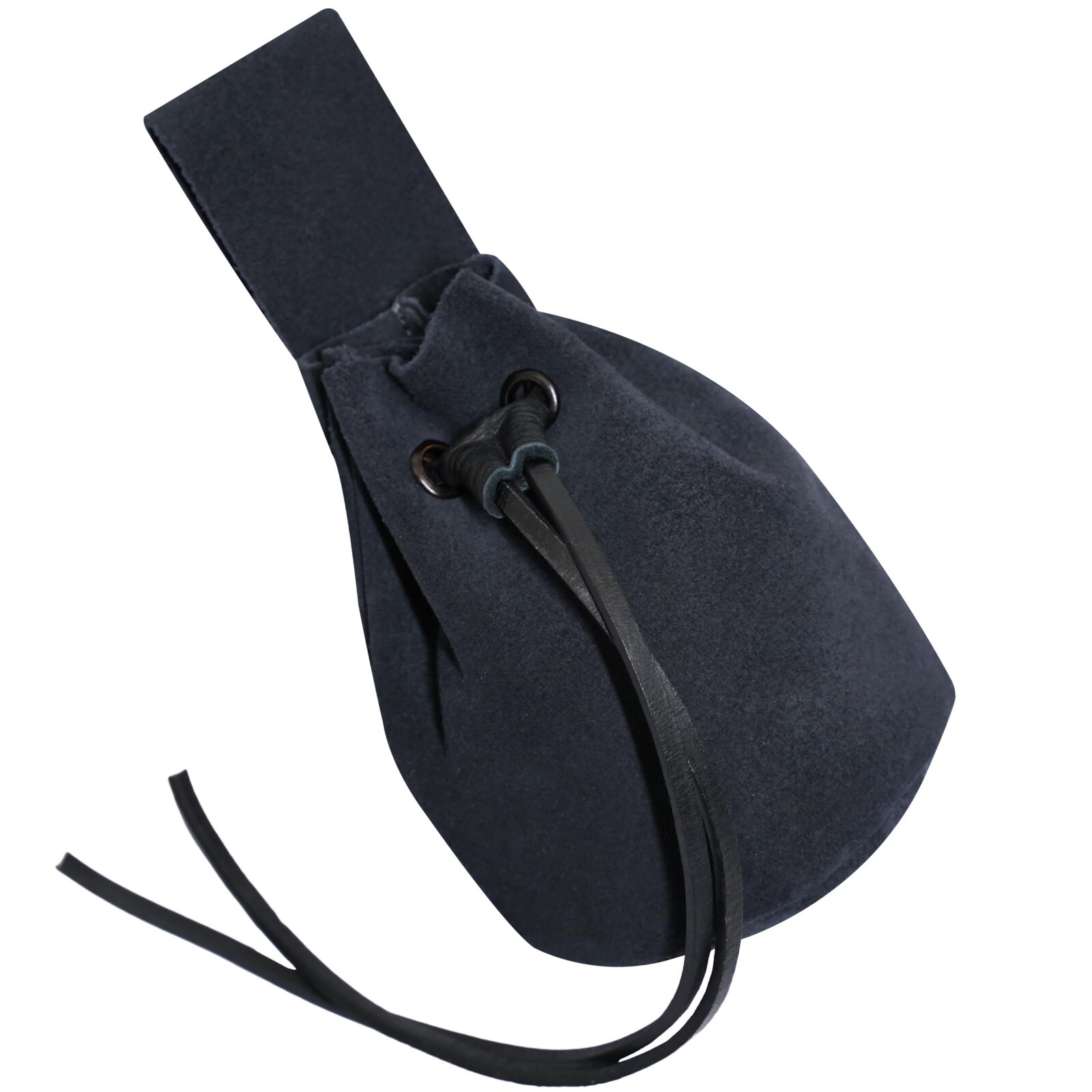 Medieval Suede Leather Drawstring Belt Bag Renaissance Accessory Midnight Blue