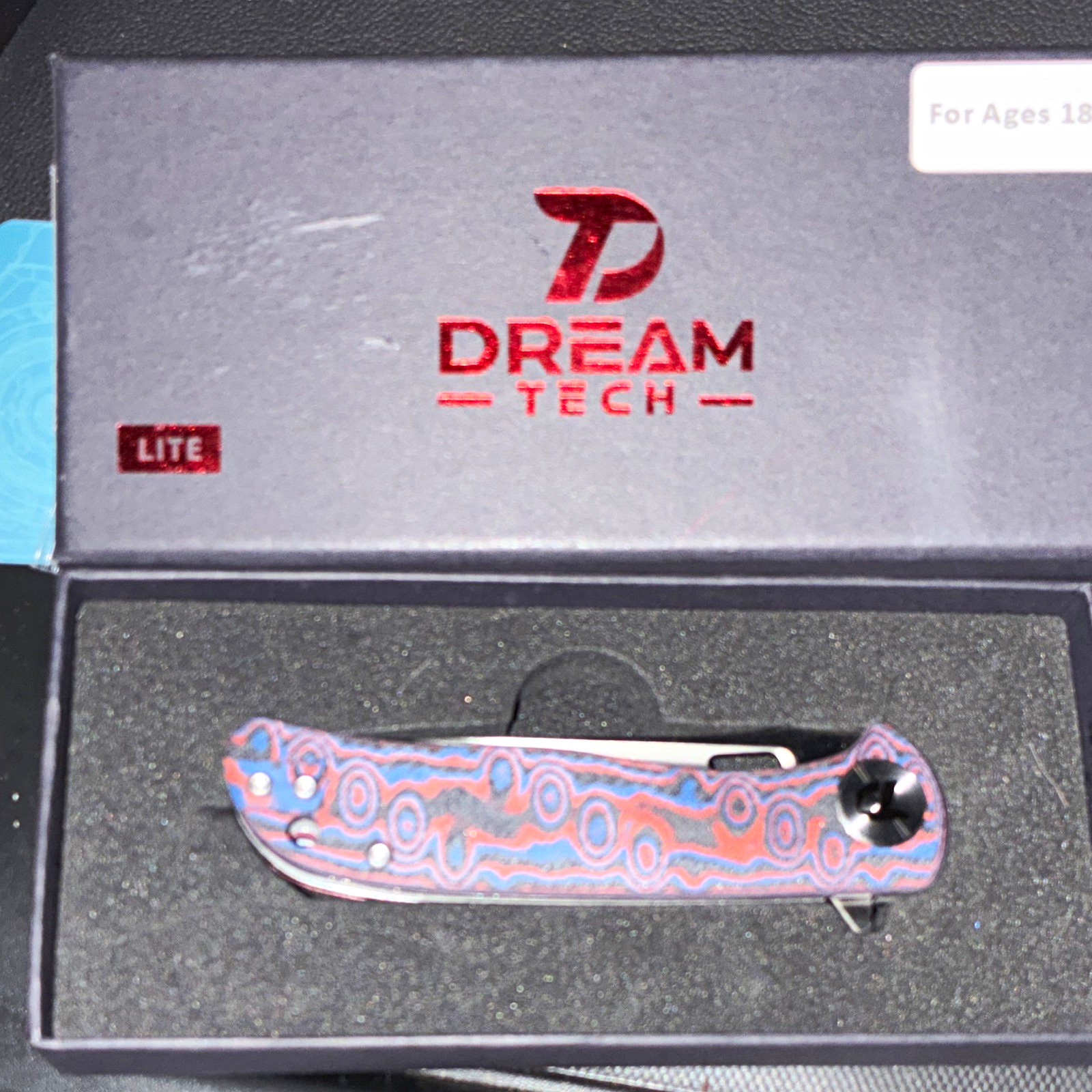 DREAM TECH LITE Pocketknife D2 Drop Point Plain G10 Liner Lock Clip R/B/Bk