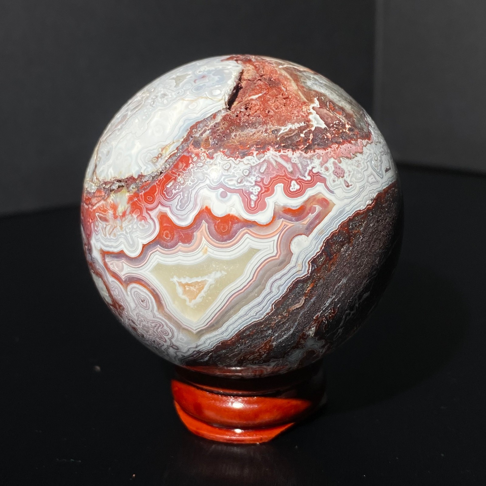 266G Rare Mexican agate Ball Quartz Crystal Sphere Reiki Crystal Decor Gift