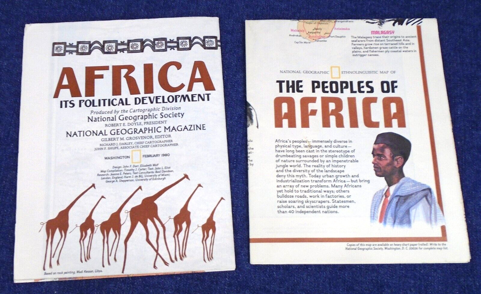 2 Vtg National Geographic Maps Peoples Africa Dec 1971 Africa Political Feb 1980