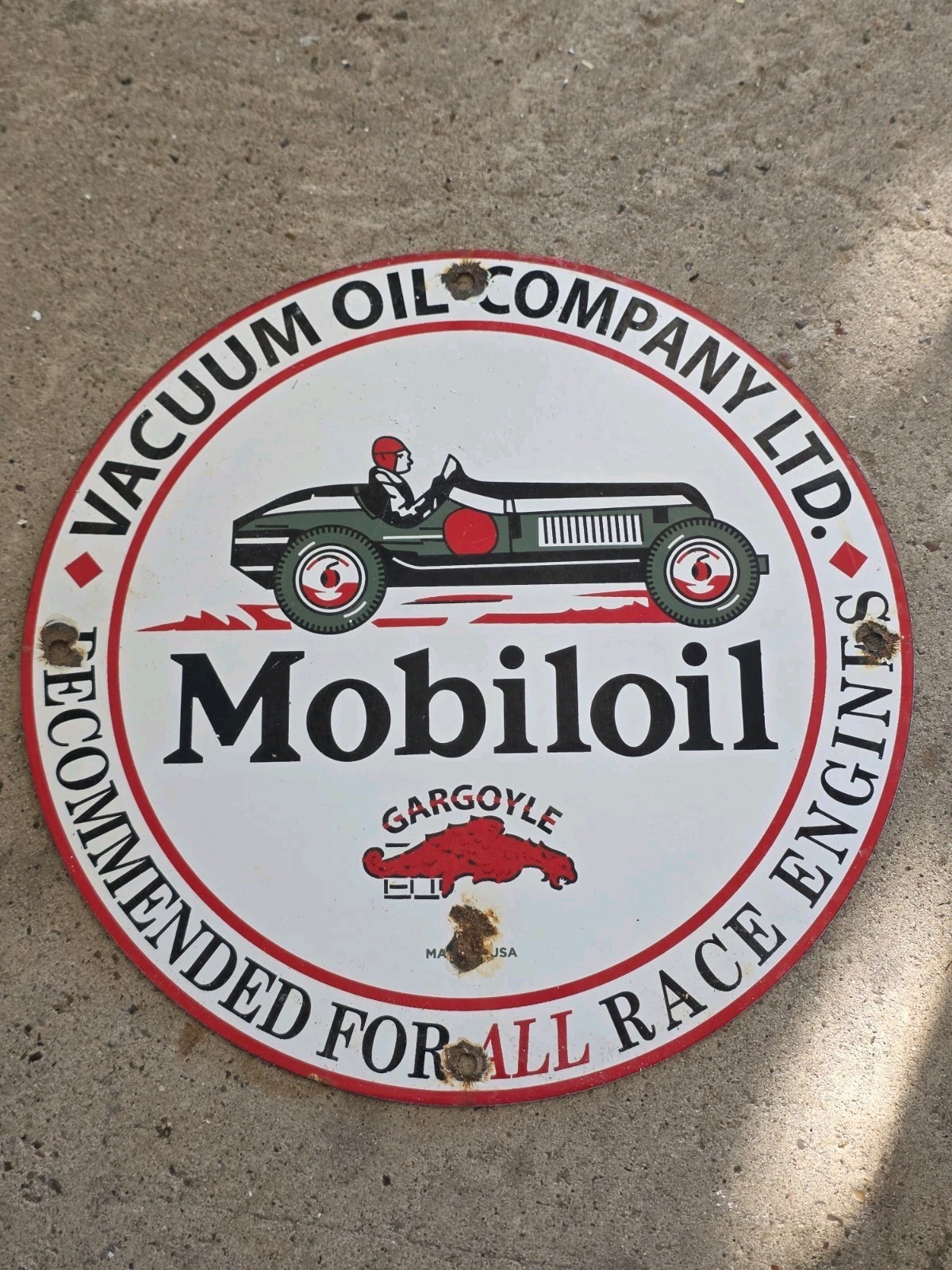 VINTAGE MOBILOIL GARGOYLE PORCELAIN SIGN, VACUUM OIL COMPANY LTD. 12
