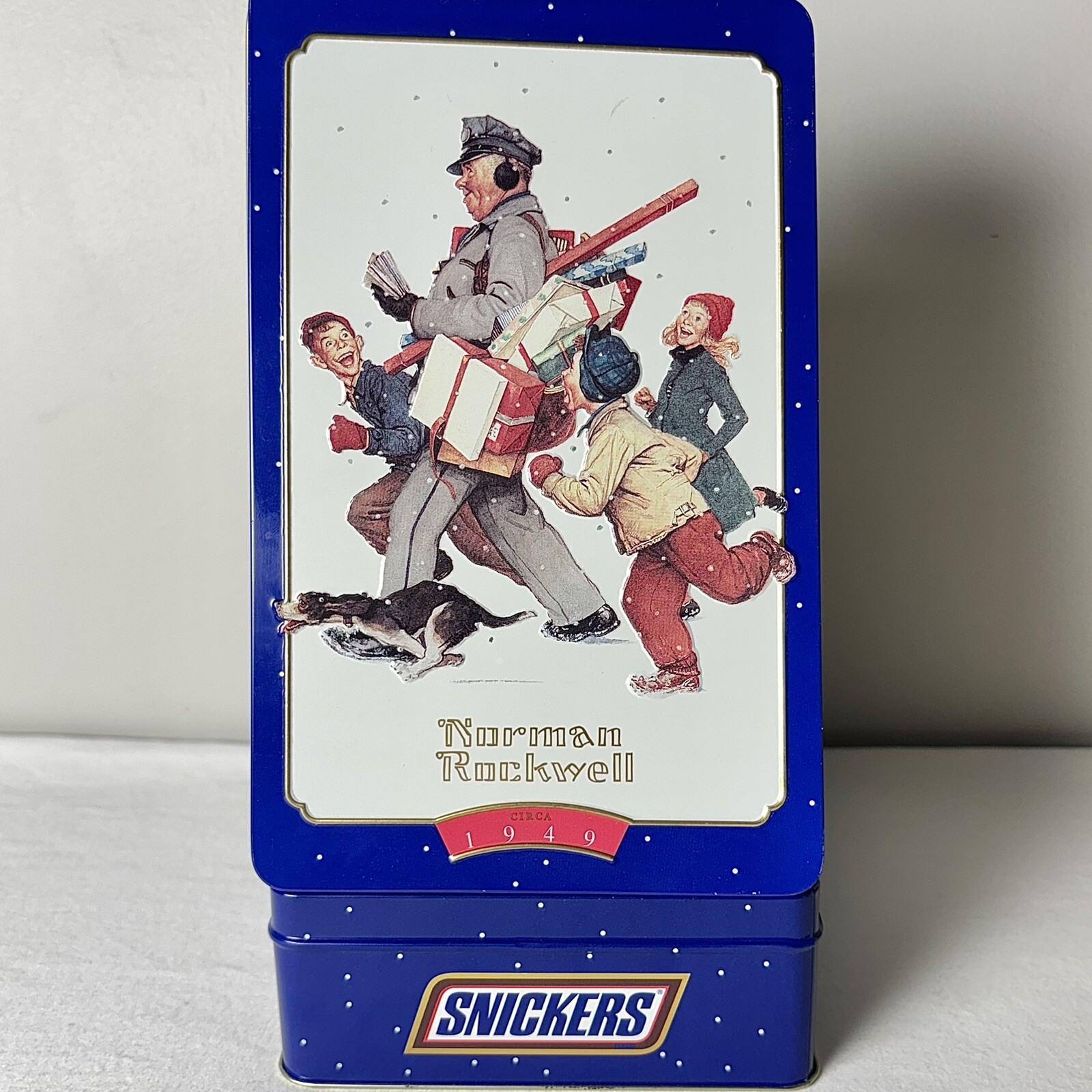 1996 Snickers Norman Rockwell Postman Holiday Cookie Tin Mars Limited Edition