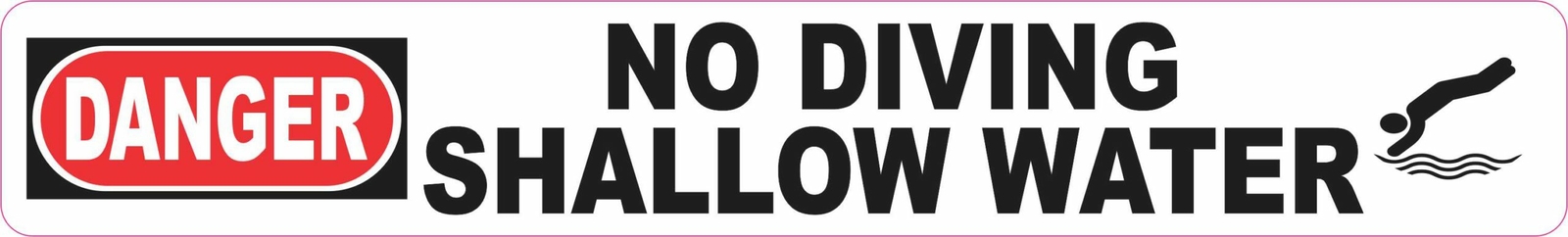 Danger No Diving Shallow Water Sticker Car Truck Vehicle Bumper Decal