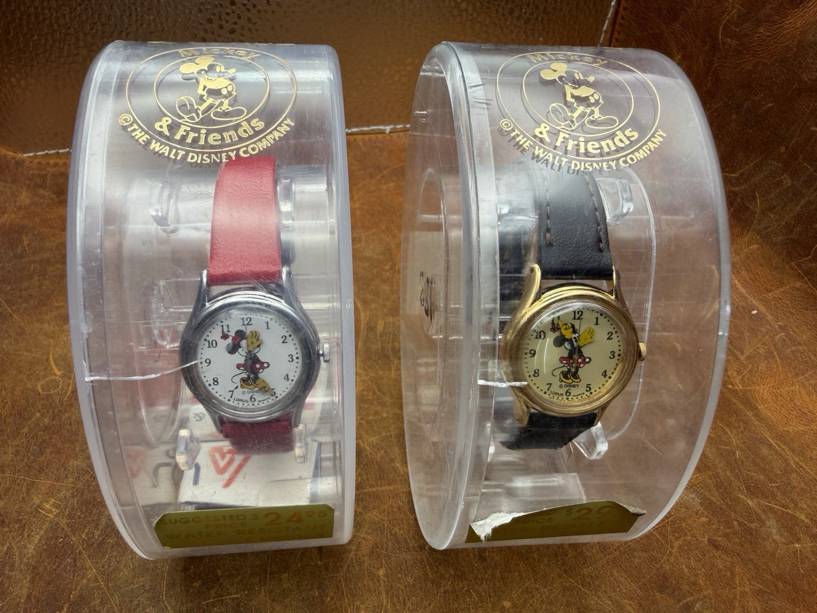 Vintage Disney Lorus Minnie Mouse Watch Lot MF009 MF010 Original Boxes 1980s