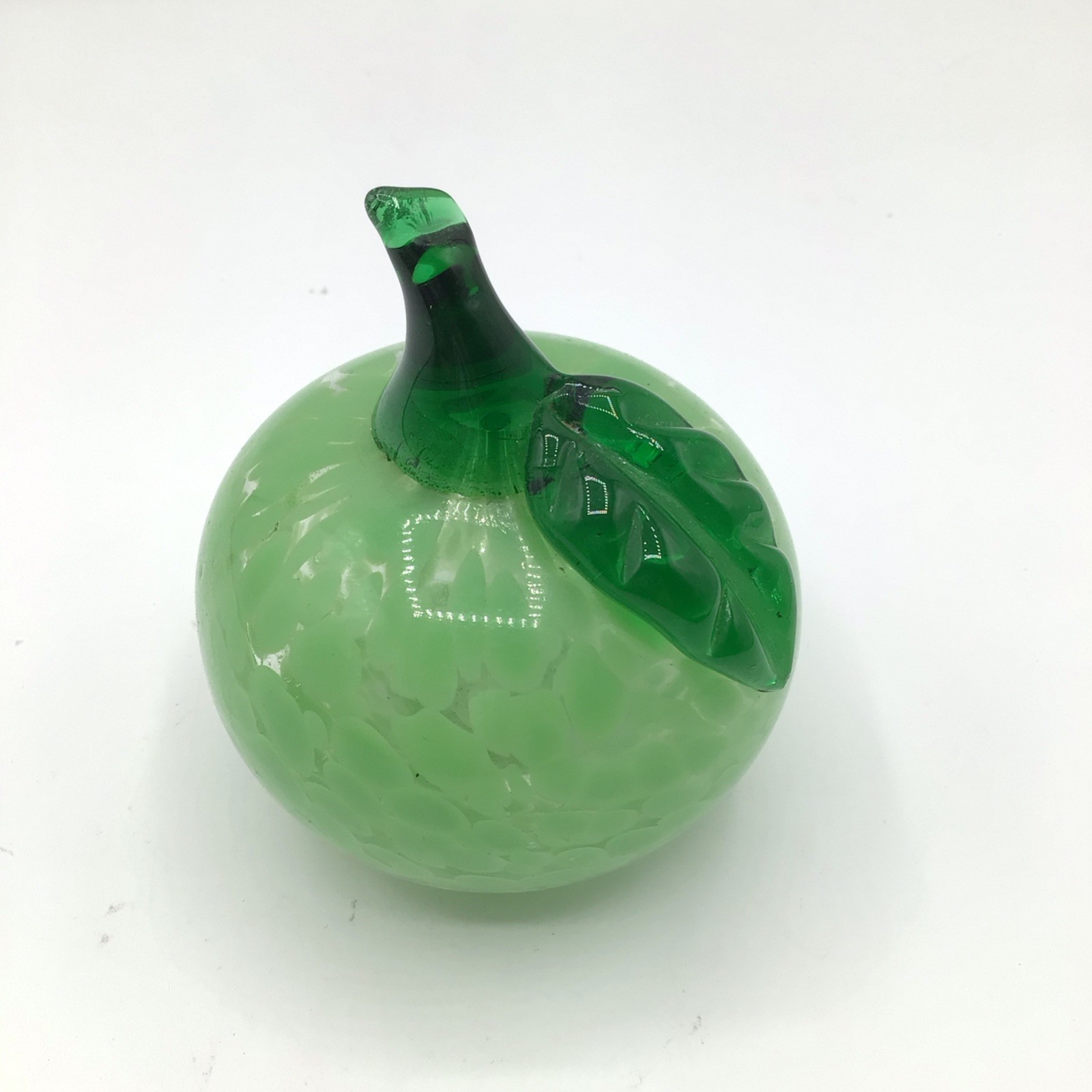 Art Glass Hand Blown Paperweight Speckled Green Apple Art Glass Hand Blown Paperweight Speckled Green Apple