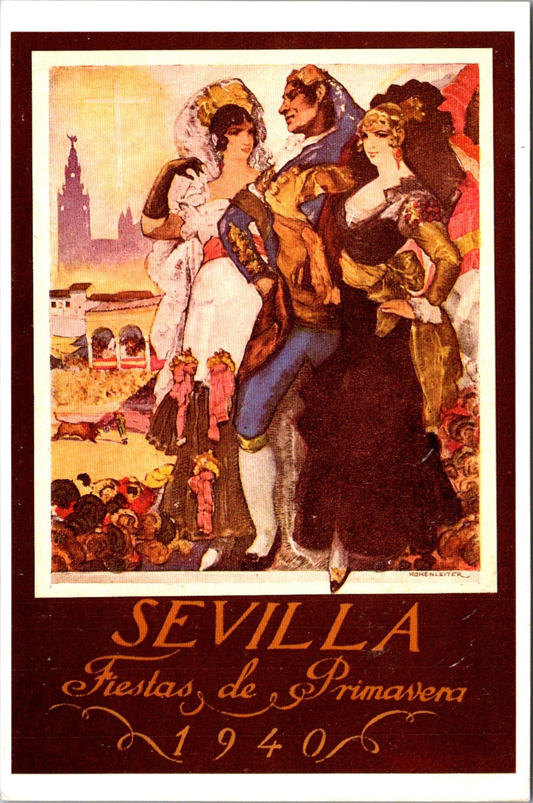Sevilla Spring Festival 1940 Traditional Costumes Dance Spain Vintage Postcard