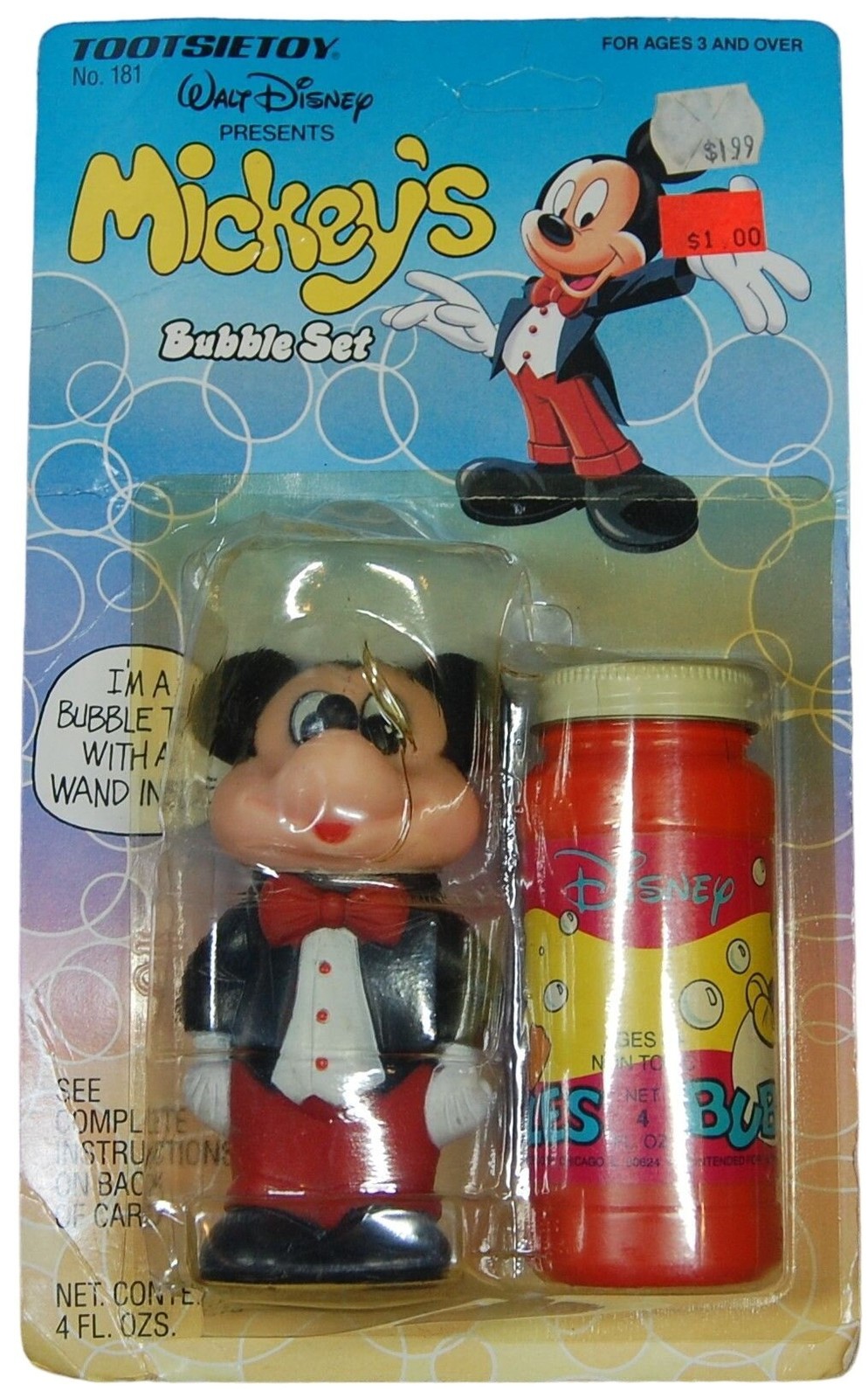 Vintage 1986 Tootsie Toy Walt Disney Mickey’s Bubble Set -RARE- Unopened Package