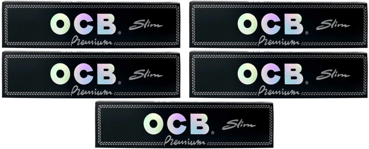 5x OCB  Rolling Papers King Size Slim Premium Black*FREE USA SHIPPING*