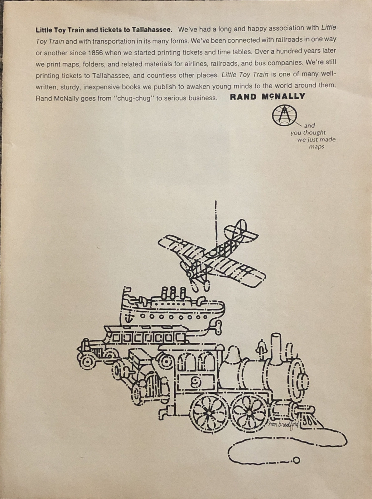 1974 Rand McNally Books VTG 1970s 70s PRINT AD Little Toy Train Tallahassee