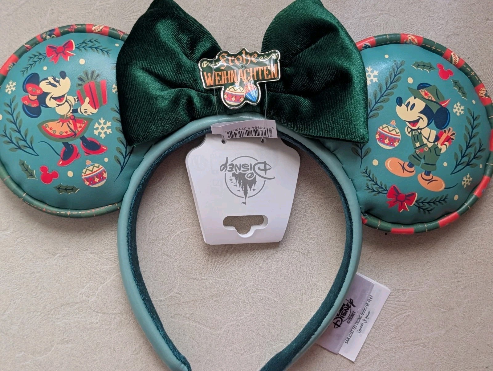 Disney 2025 EPCOT World Showcase Germany Frohe Weihnachten Ears Headband New