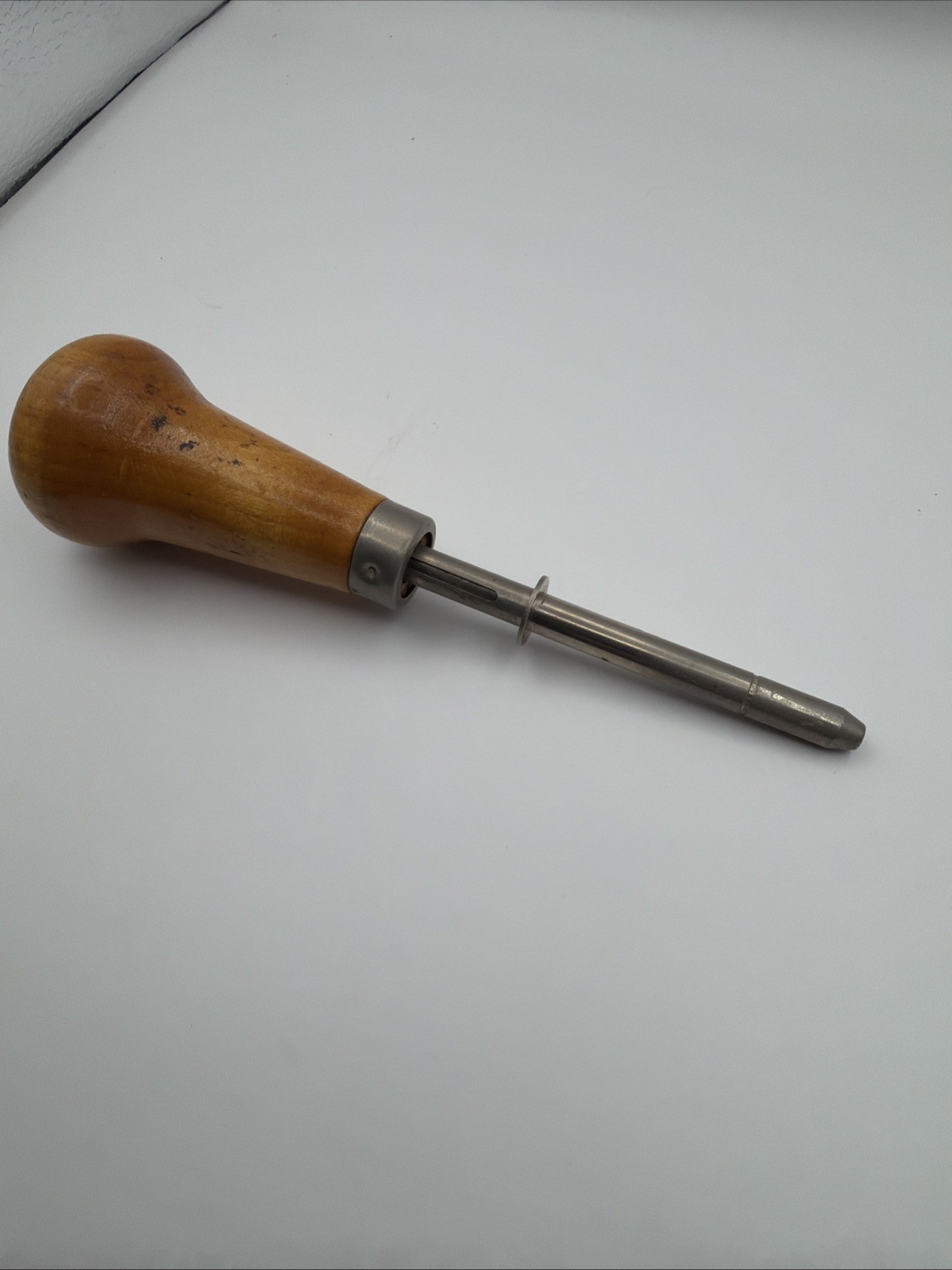 Vintage Brad Nail Pusher Driver Tool Wooden Round Handle