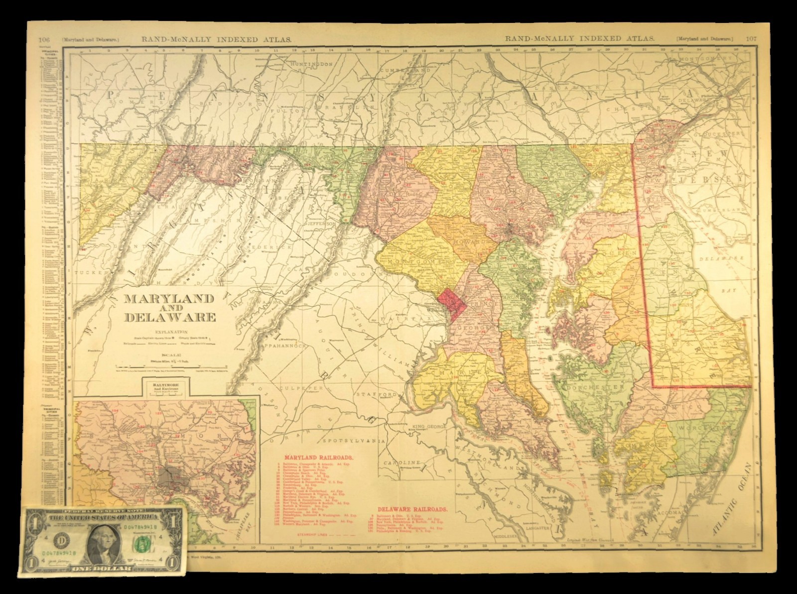 1911 Antique Maryland Railroad Map of Delaware ORIGINAL Atlas Map DATED 1911 Antique Maryland Railroad Map of Delaware ORIGINAL Atlas Map DATED